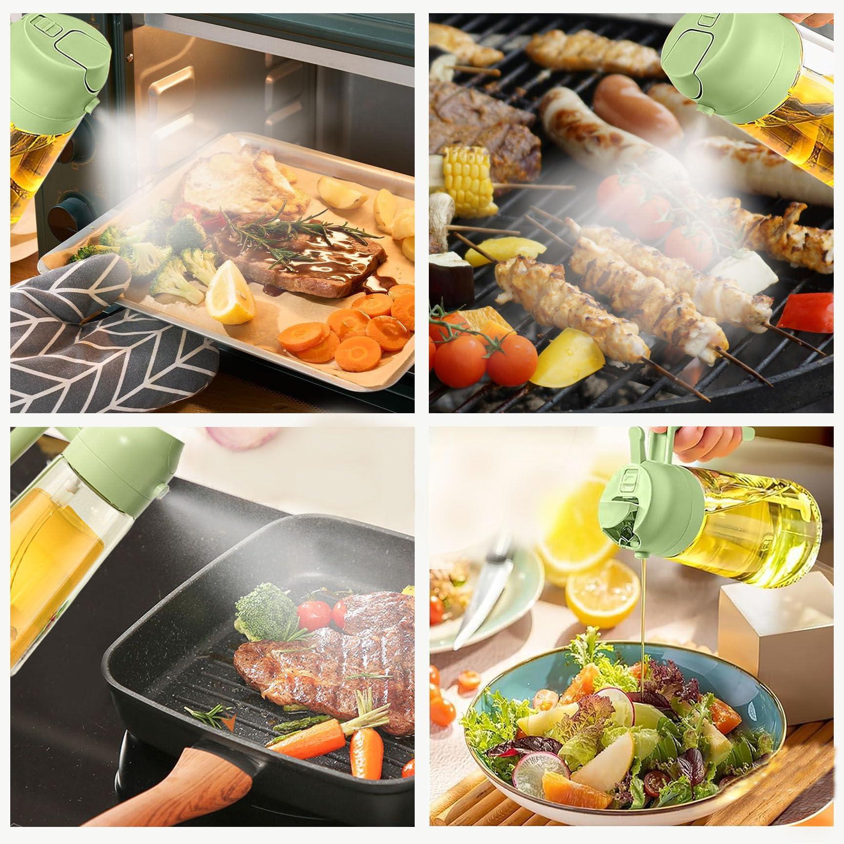 cakeyeye Oil Sprayer for Cooking, 2 in 1 Olive Oil Dispenser Bottle for Kitchen, 16oz/470ml Premium Glass Oil Spray Bottle, kitchen gadgets for Air Fryer, Baking, Frying, BBQ - Image 7