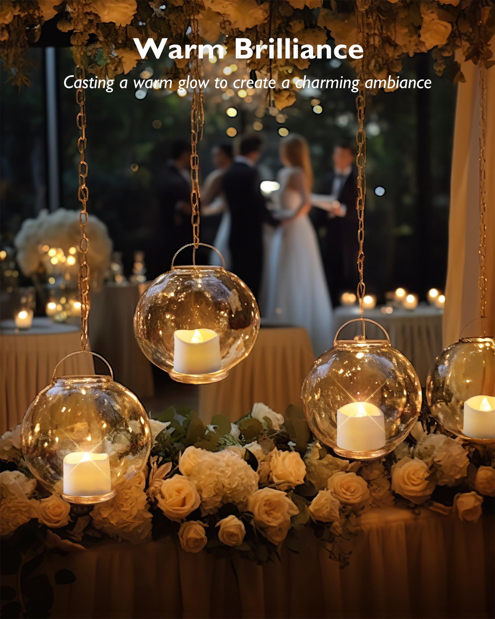 Homemory 72-Pack Novelty Flickering Flameless Tea Lights, 200+Hours Battery Operated, Fake Electric LED Votive Candles for Small Wedding Table Centerpieces, Proposals, Anniversaries - Image 2