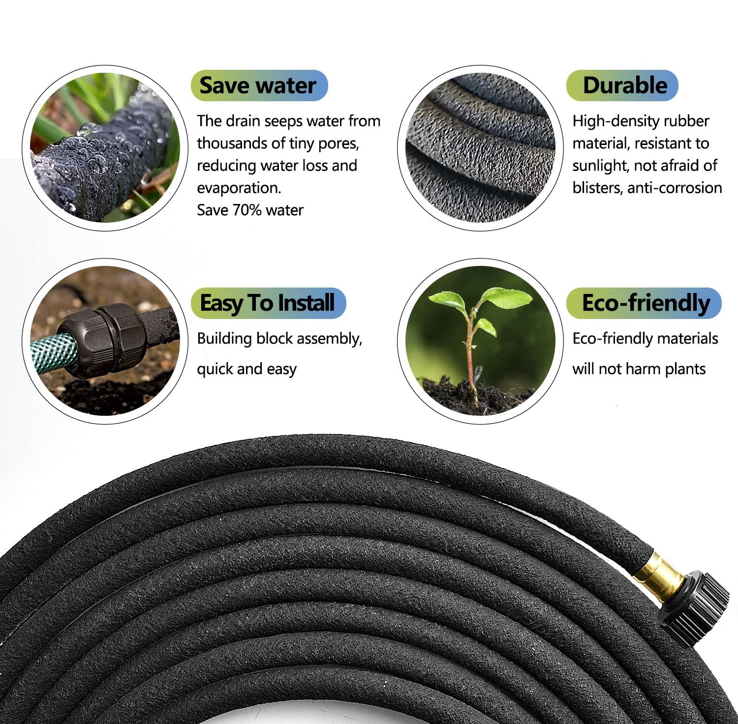 Holldoor 3 Pack Short Soaker Hose 15 Ft for Garden Beds, 1/2’’ 50 ft Soaker Hose for Foundation Watering, 70% Water Saving Drip Hose Irrigation for Lawn, Landscaping, Garden (15 FEET x 3PACK, Black) - Image 3
