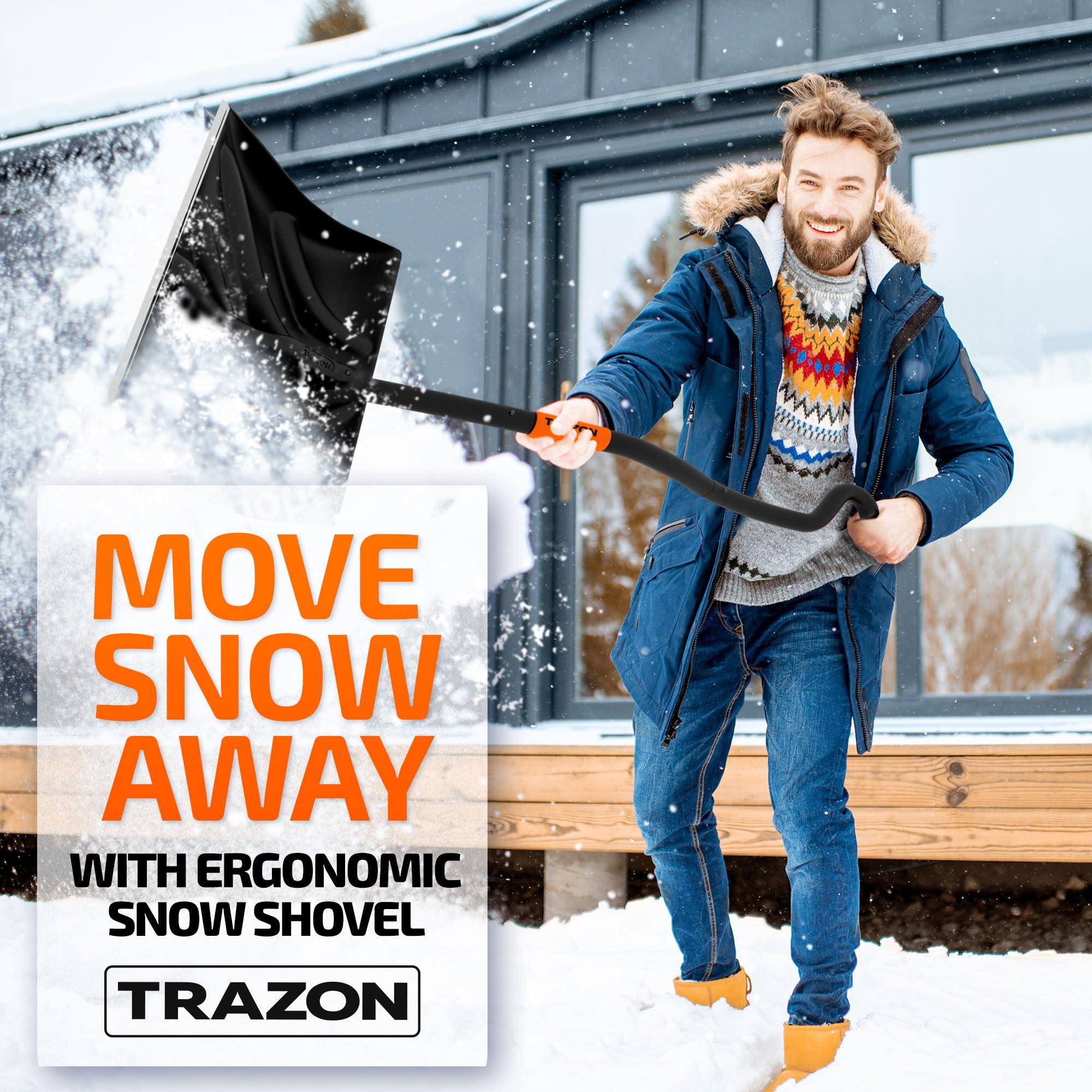 Snow Shovel Heavy Duty for Driveway with Ergonomic Handle to Use Without Backpain for Home Garage Car - Snow Shovel with 18 Inch Blade Large Capacity and 60 Inch Long Ergonomic Handle - Image 7