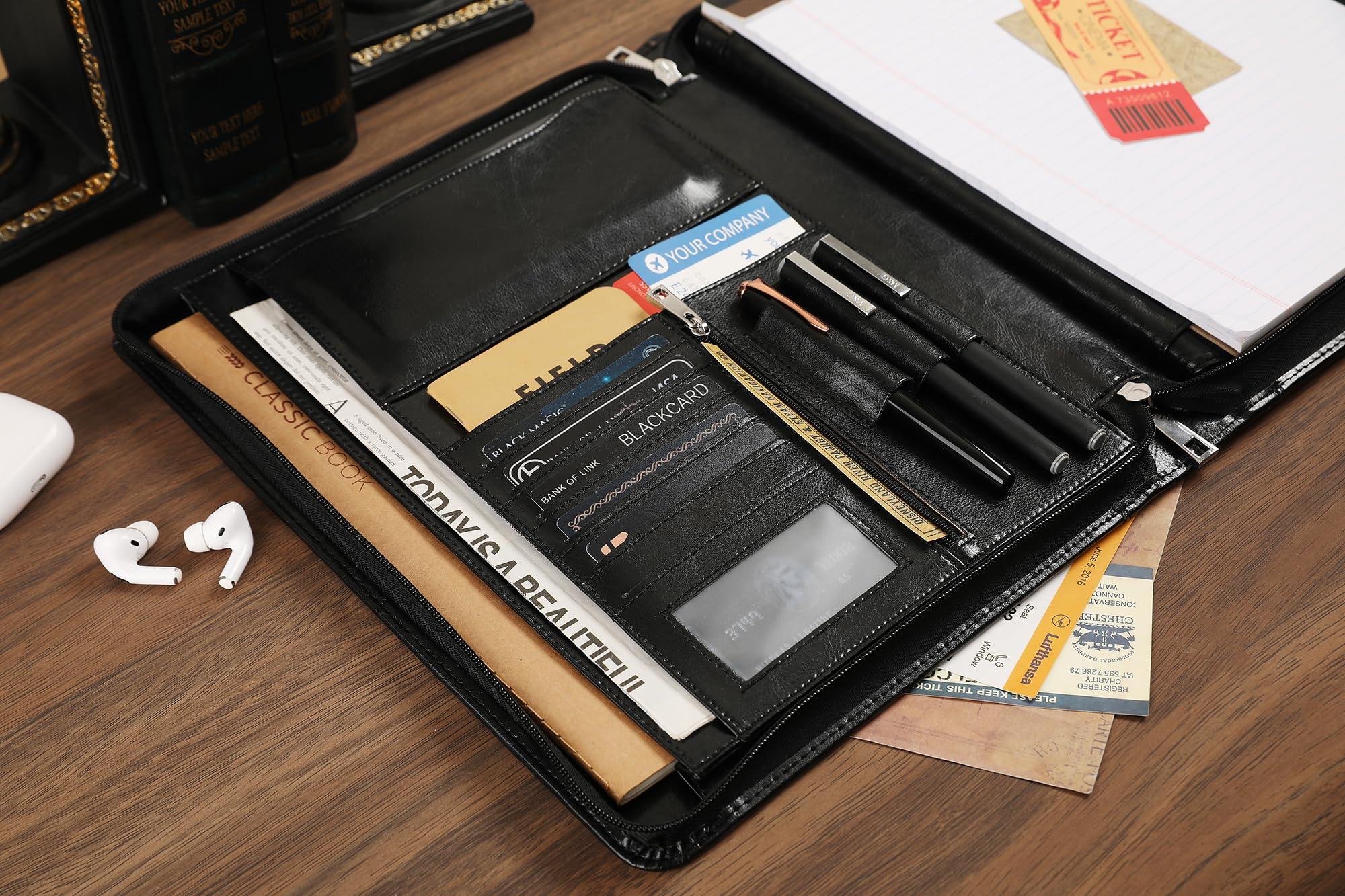 Personalized Vegan Leather Portfolio, Engraved Portfolio Binder Business Padfolio with Tablet Holder for A4 Letter Size Notepad & 13 Inch Laptop/Tablet - Image 6