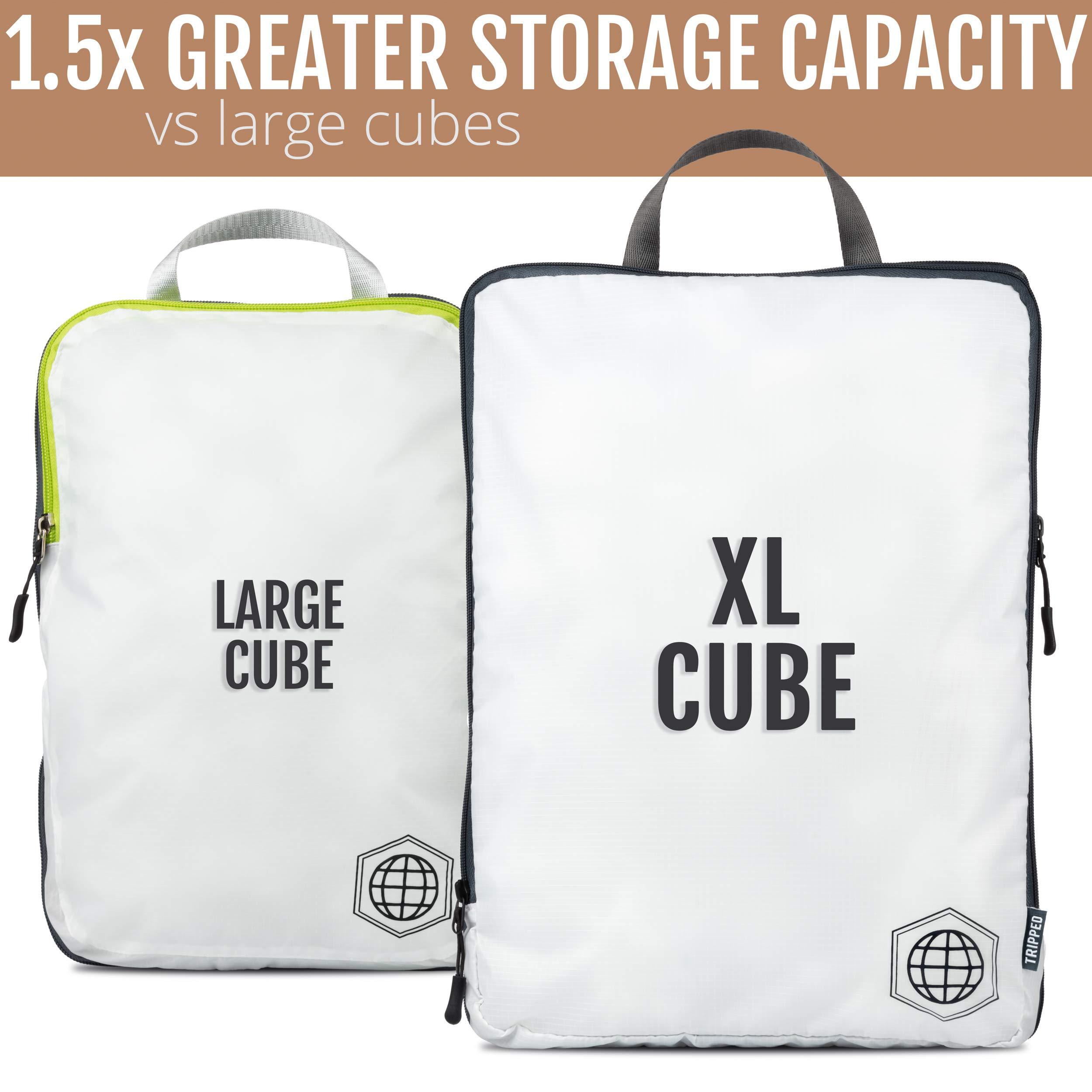 Large Compression Packing Cubes 6 Piece Set for Travel with Lightweight Laundry Bag for Carry-On Suitcase by TRIPPED Travel Gear (White) - Image 5