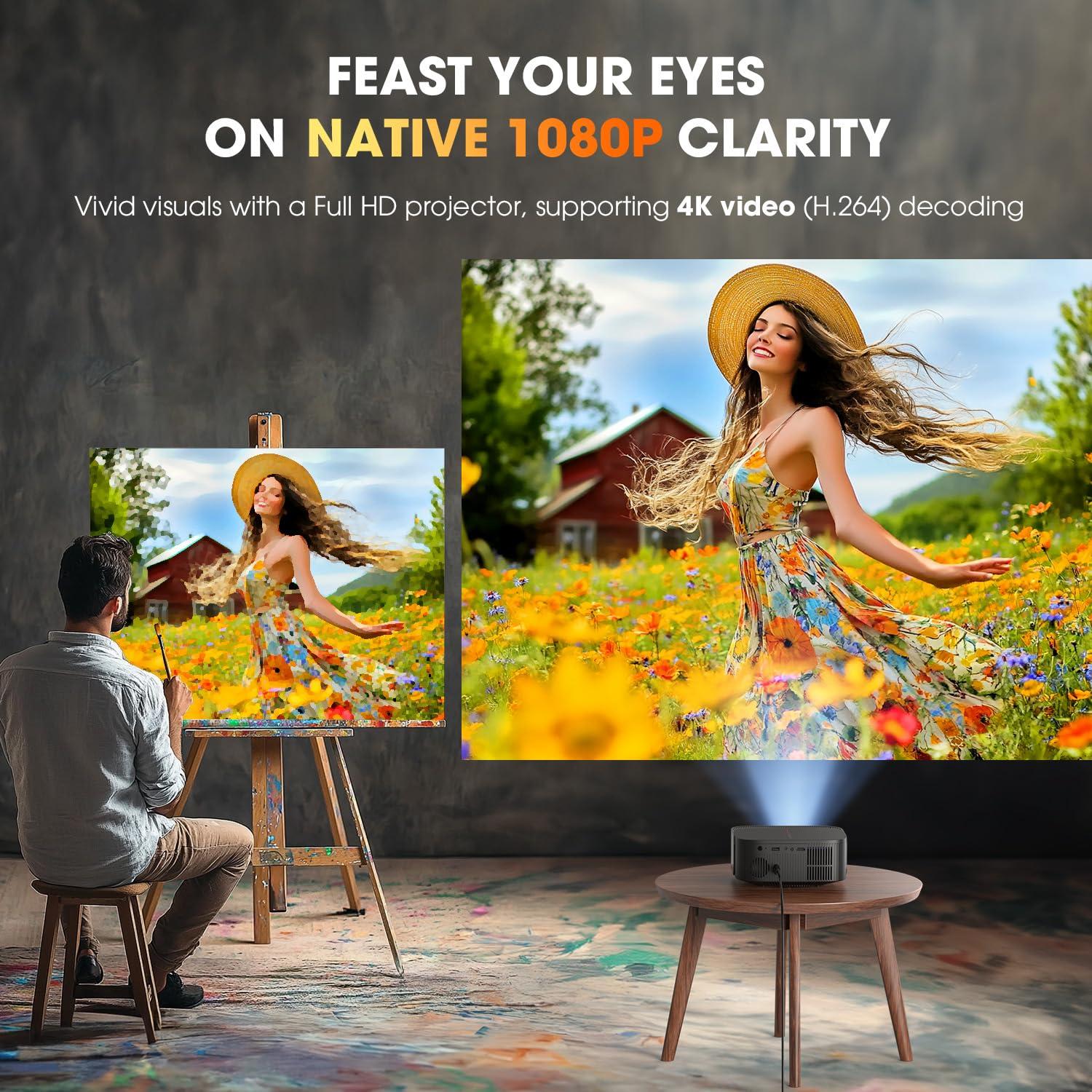 [2025 Netflix-Official | 386+ Built-in Apps] DBPOWER E2 Smart Projector with WiFi and Bluetooth, Mini Projector 4K Support with Netflix, Youtube, Disney+, Hulu, Max, Crunchyroll w Portable Case - Image 9