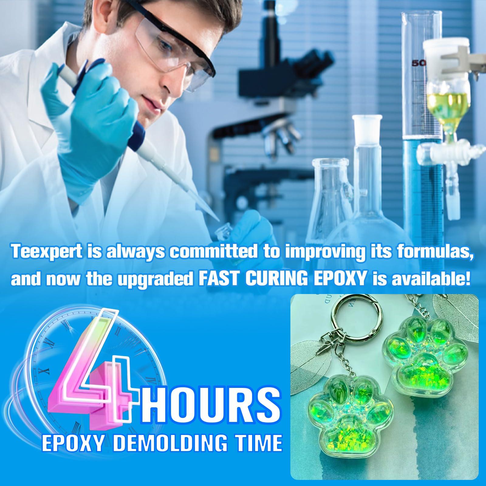 Teexpert Epoxy Resin - Fast Curing Resin 1 Gallon 4 Hours Demold Crystal Clear & Self-Leveling Casting Resin 8-10 Hours Quick Cure Epoxy Resin Kit for Jewelry, Ring, Keychains, Coaster, Wood, Molds - Image 2