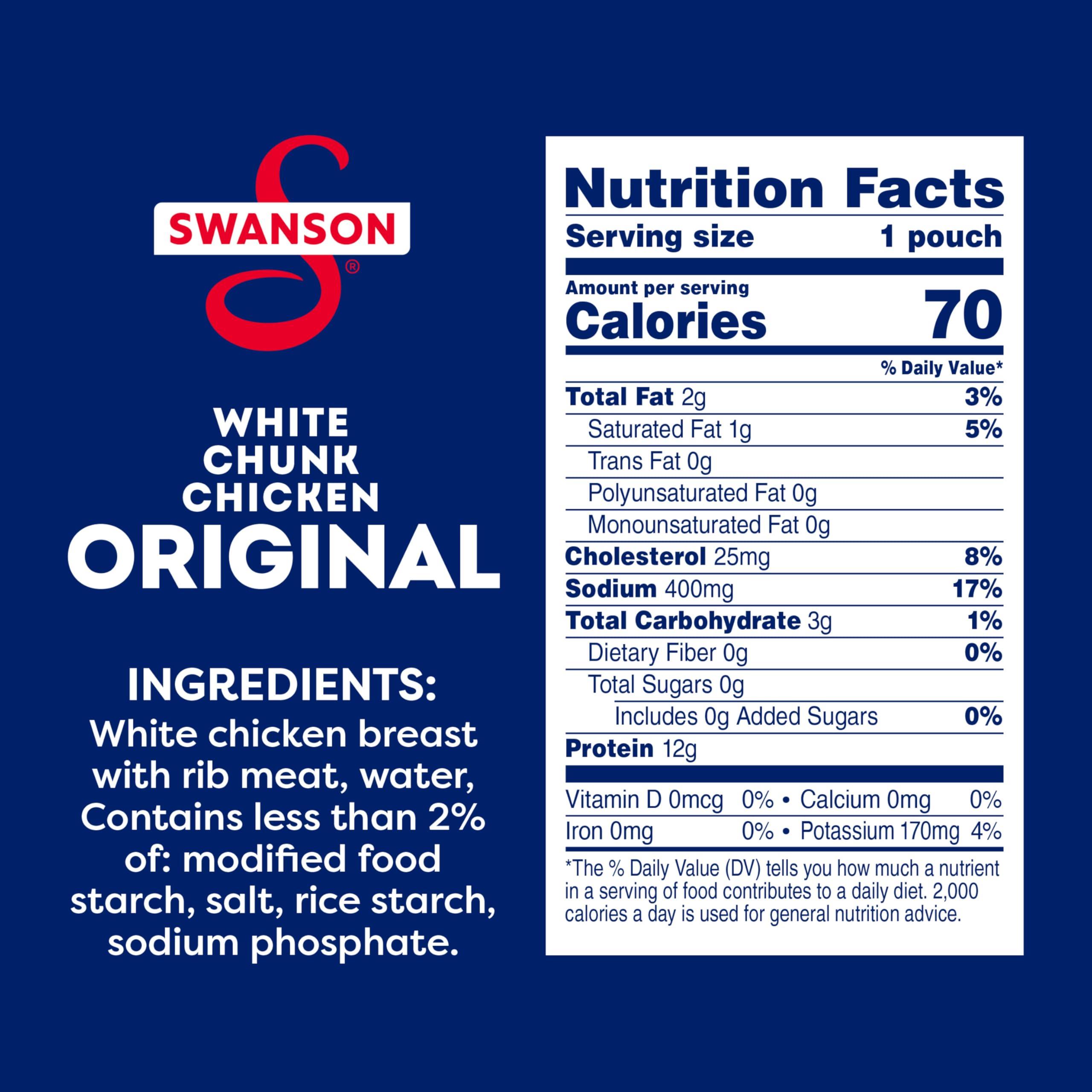 Swanson Original White Chunk Fully Cooked Chicken, Ready to Eat, Simple On-the-Go Meals, 2.6 OZ Pouch - Image 2