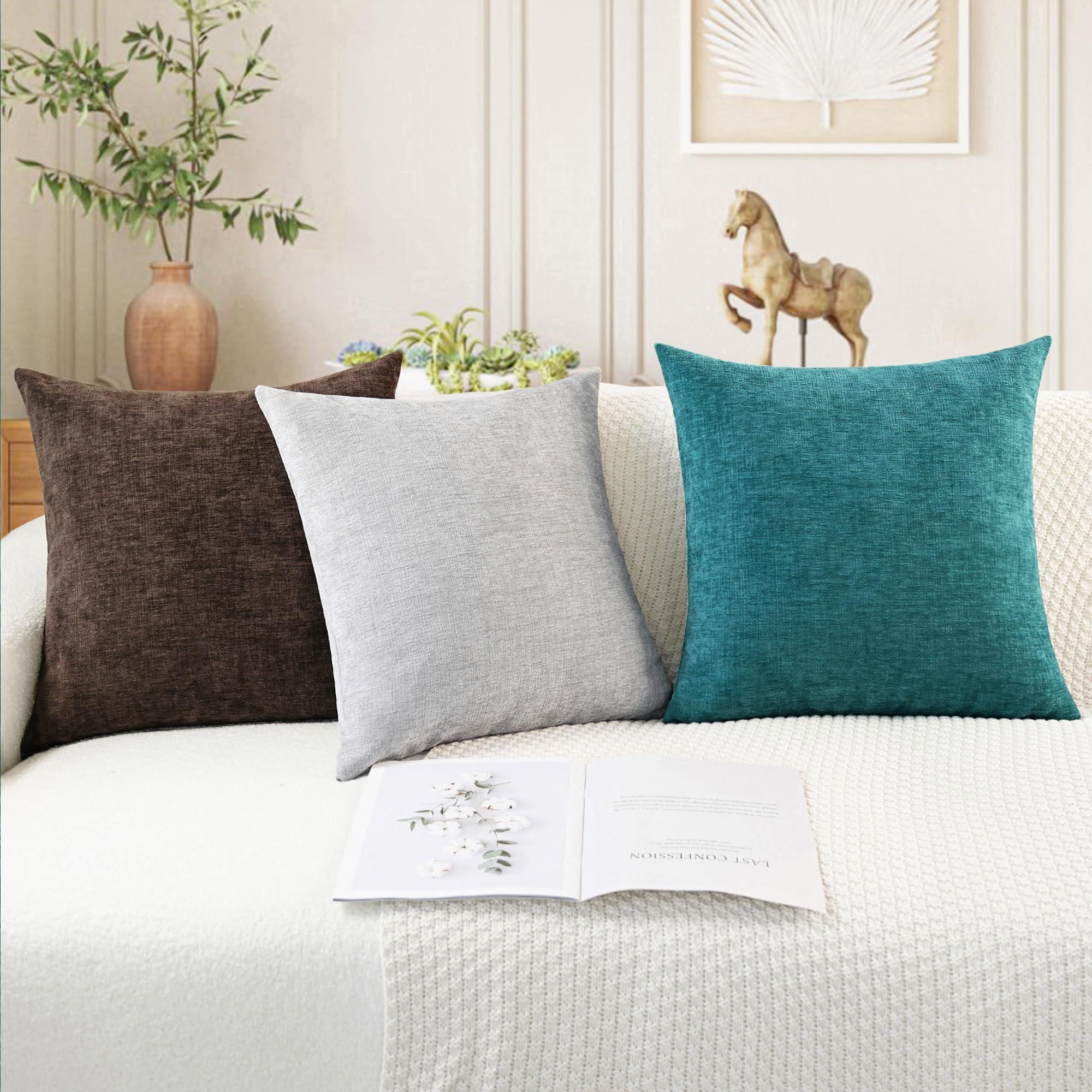 CaliTime Throw Pillow Covers Decorative 18 X 18 Inches Pack of 2 Cozy Chenille Cushion Cases for Couch Sofa Bed Living Room Home Teal - Image 5