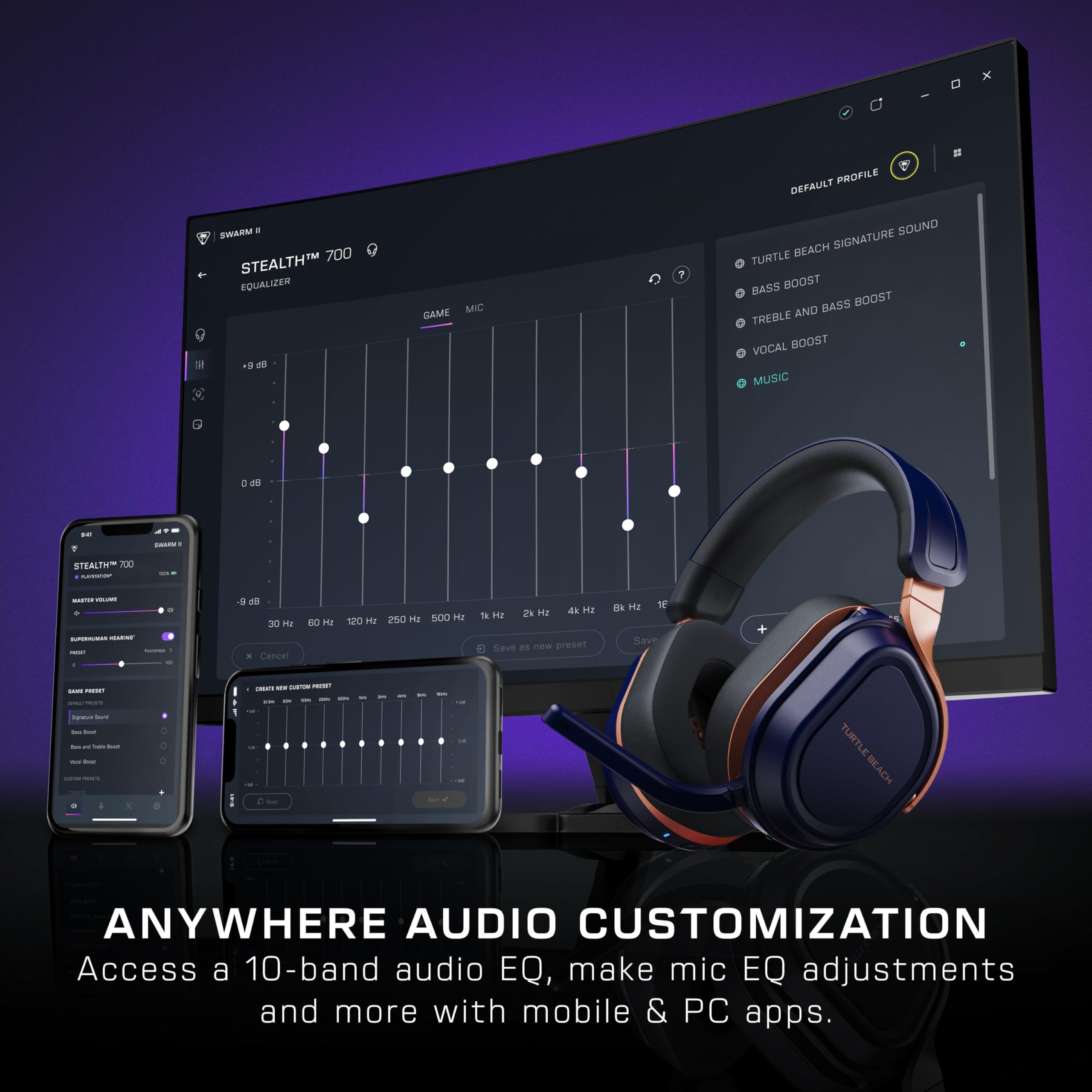 Turtle Beach Stealth 700 Gen 3 Wireless Multiplatform Amplified Gaming Headset for Xbox Series X|S, Xbox One, PC, PS5, Mobile – 60mm Drivers, AI Noise-Cancelling Mic, Bluetooth, 80-Hr Battery – Cobalt - Image 8
