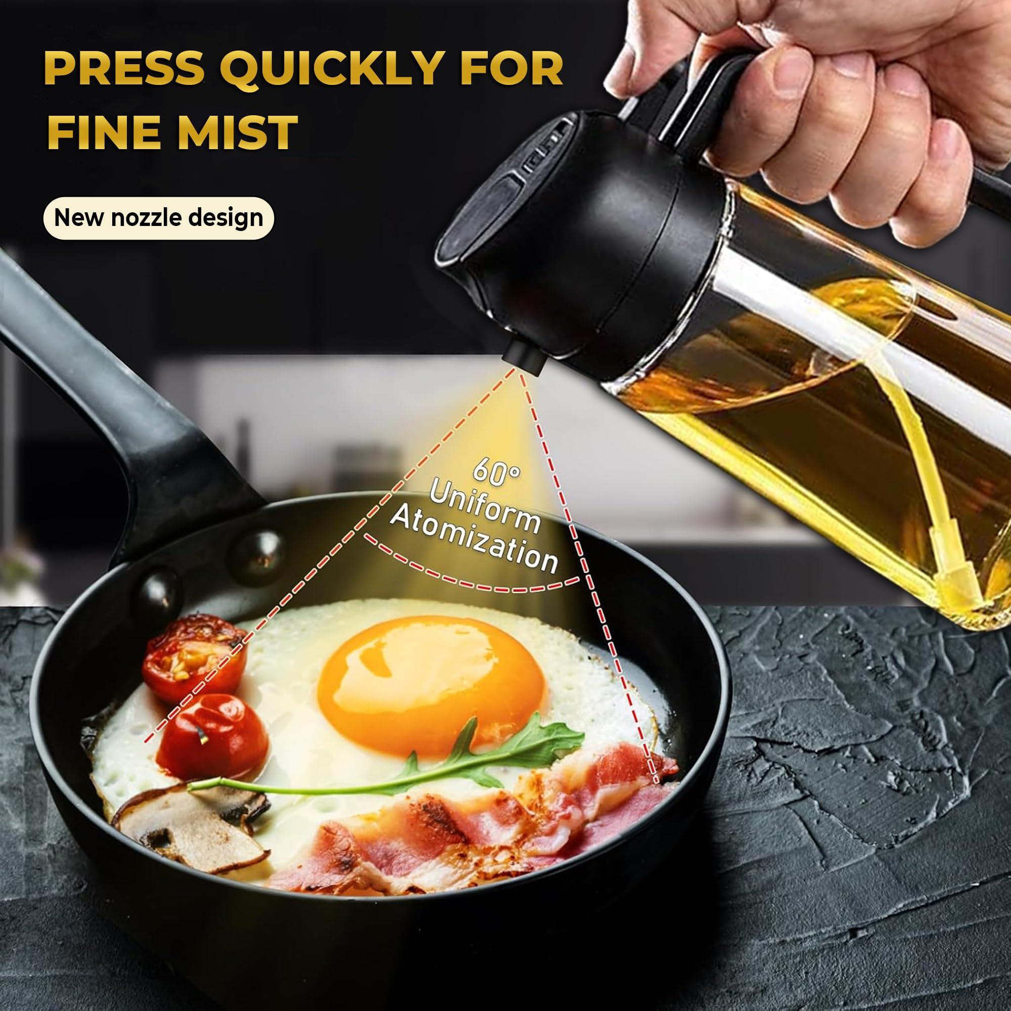Housetip Oil Dispenser For Kitchen, 2 in 1 Glass Olive Oil Dispenser Bottle Spray And Pour, 16.9 Oz/500ml & Oil Sprayer For Cooking, Prefect For Air Fryers, Salad Dressing, BBQ and Grilling - Image 3