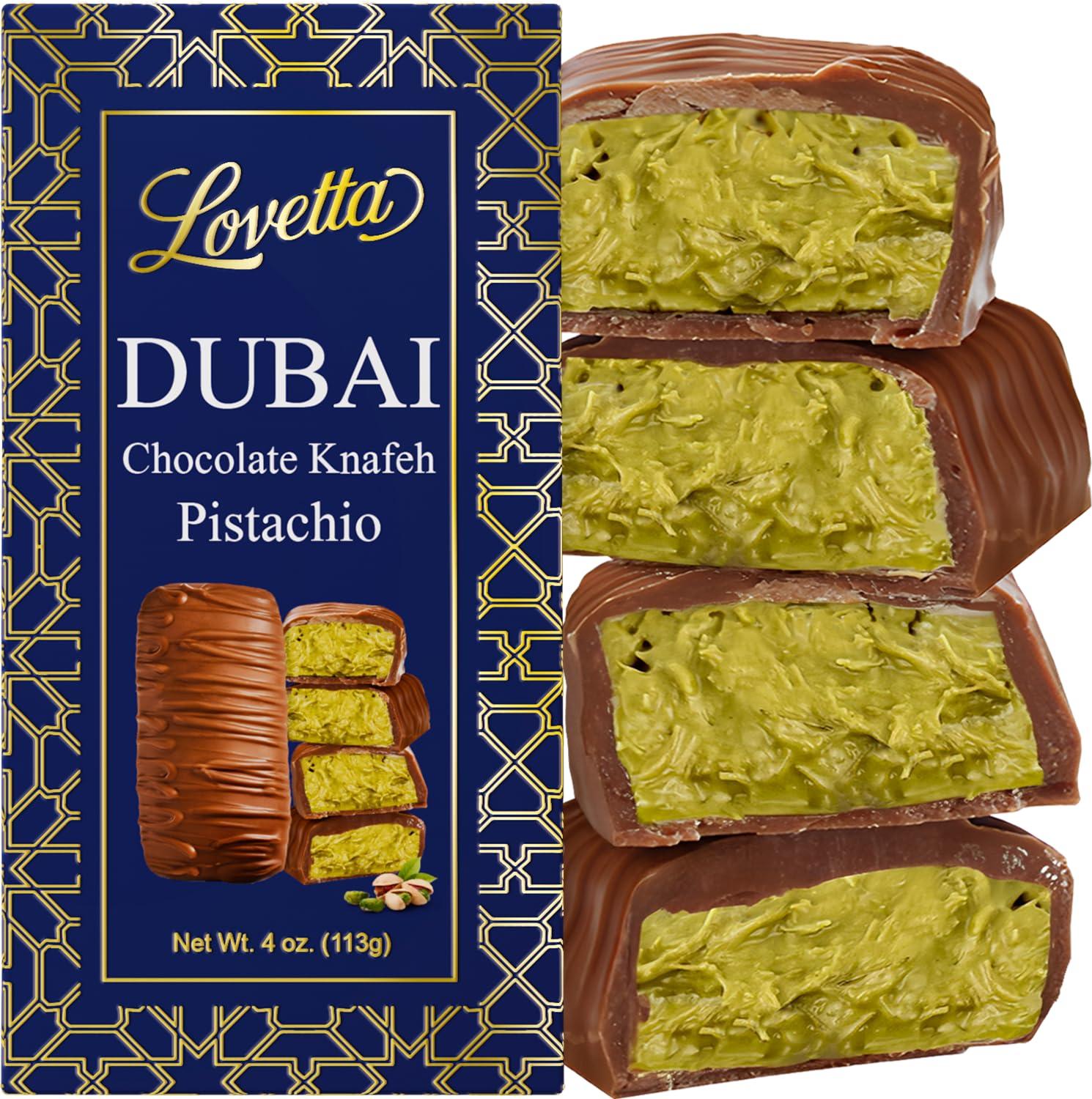 Dubai Chocolate Bar Pistachio Knafeh - Luxury Rich Milk Chocolate, Individually Wrapped Fresh, Premium Pistachio Cream Kataifi Filling (1 Pack)