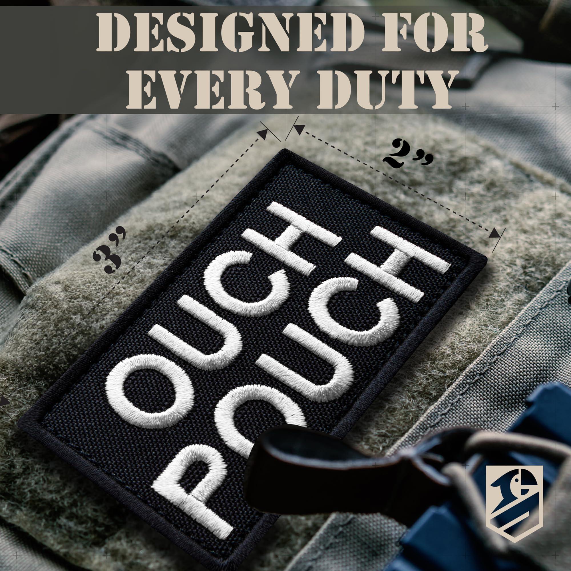 Bluyellow 2Pcs Ouch Pouch Patch, Embroidered Hook and Loop Medical EMS First Aid Patch for Backpack, Tactical Vest, Ifak Pouch, First Aid Kit Bag, Dog Vest, MOLLE, Black, 2x3 Inches - Image 2