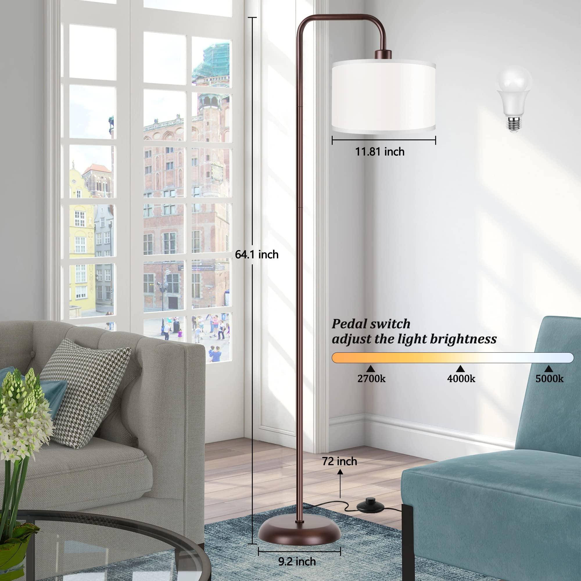 PARTPHONER LED Floor Lamp for Living Room, 3 Color Temperature, with Foot Switch, 9W Bulb Included, Oil Rubbed Bronze - Image 3