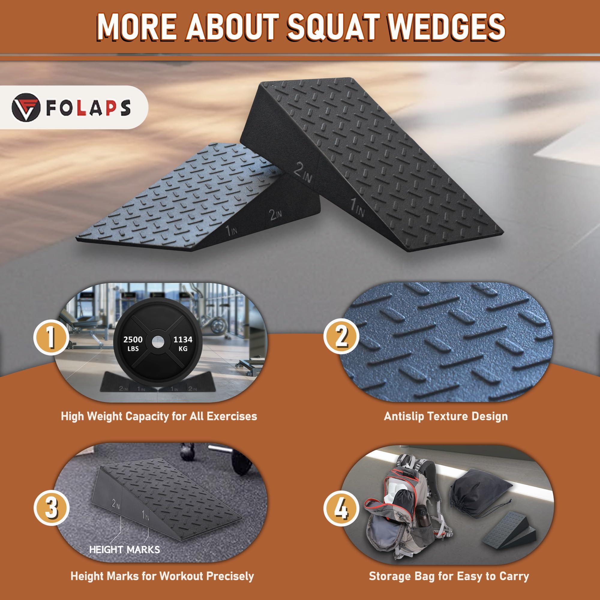 Folaps Squat Wedge Block for Heel Elevated Squat Weightlifting Calf Stretcher Slant Board for Mobility Balance and Strength Performance - Image 5