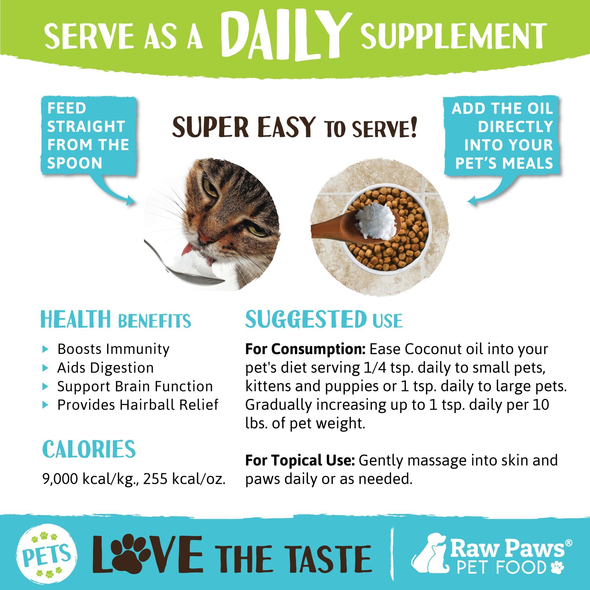 Raw Paws Virgin Organic Coconut Oil for Dogs & Cats, 16-oz - Treatment for Itchy Skin, Dry Nose, Paws - Hot Spot Lotion - Natural Hairball Remedy for Cats - Image 4