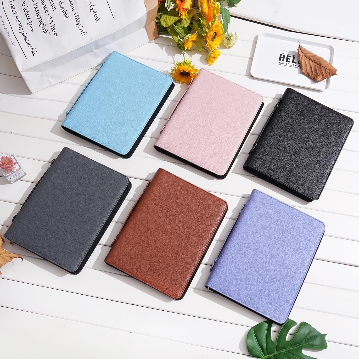 Wonderpool Travel Zippered Portfolio 3 Ring Binder A4 Padfolio Document Case with Removable Clipboard Legal Pad Holder, Business Office School Organizer for Men and Women (Purple) - Image 2
