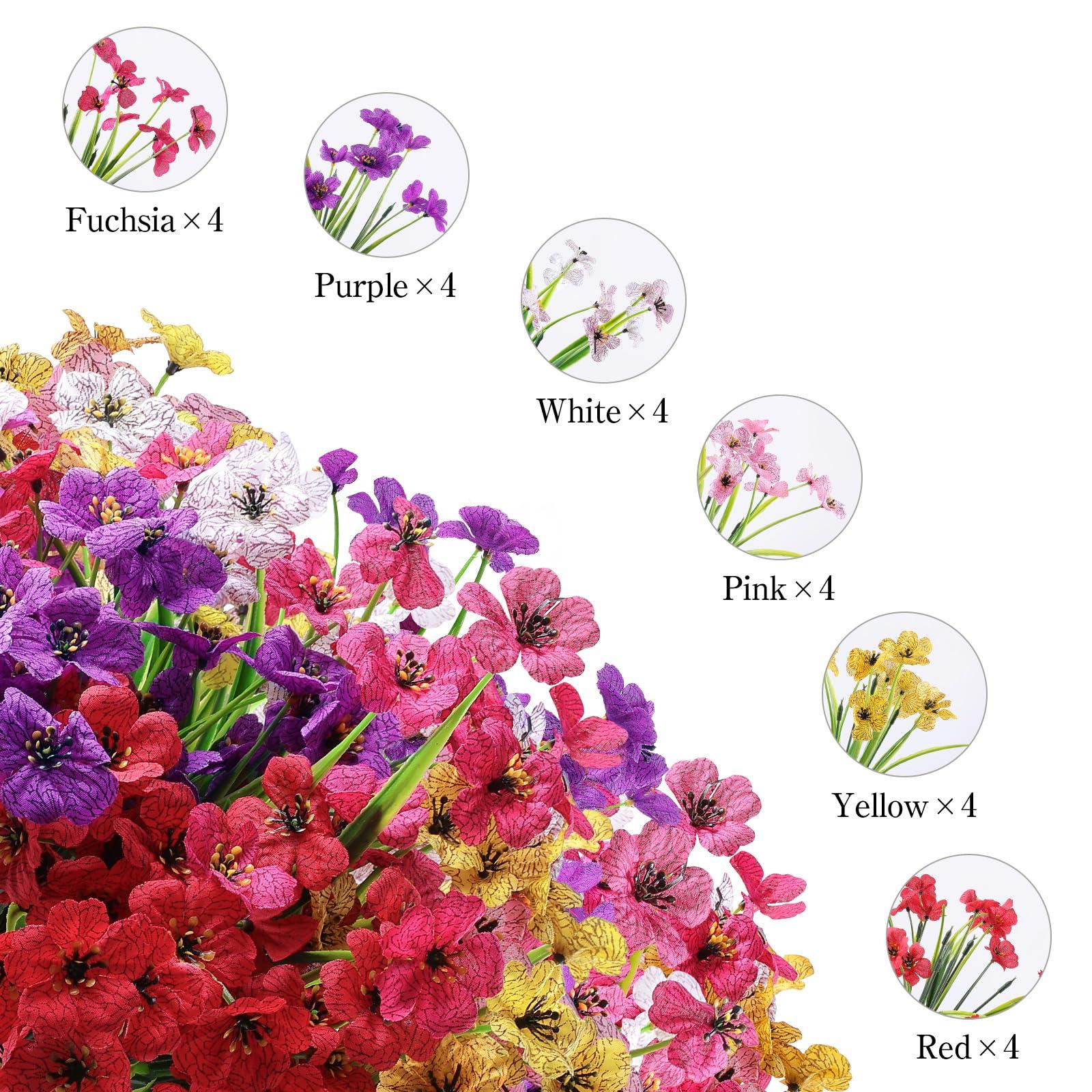 AGIRL 24 Bundles Artificial Flowers for Outdoor,No Fade Fake Plastic Flowers Faux Plants for Decoration Hanging Planters Indoor Outside Garden Porch Window Box Home Wedding Farmhouse - Image 3