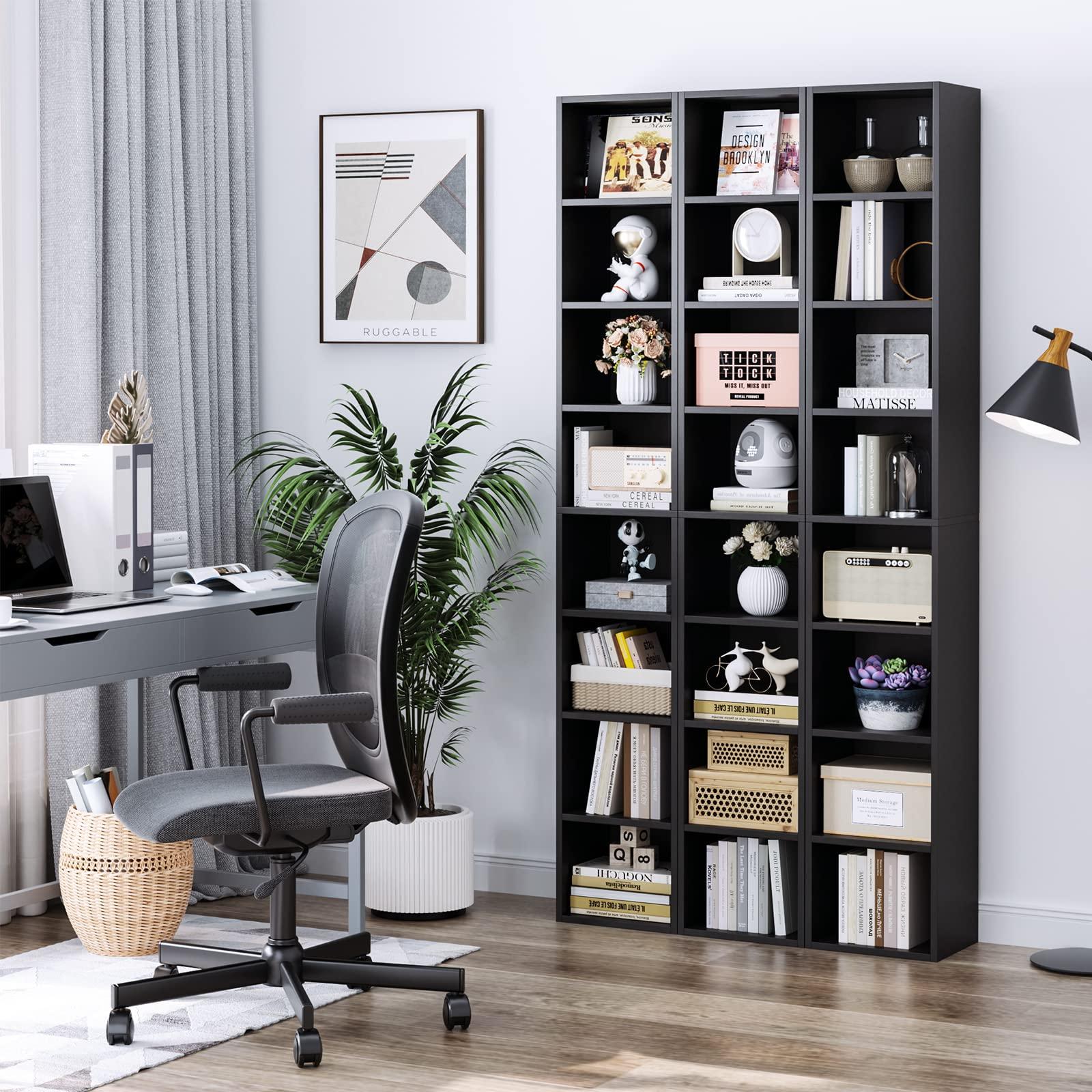 FOTOSOK 8-Tier Media Tower Rack, 11.6 X 9.3 X 70.9 Inches CD DVD Slim Storage Cabinet with Adjustable Shelves, Tall Narrow Bookcase Display Bookshelf for Home Office, Black - Image 9