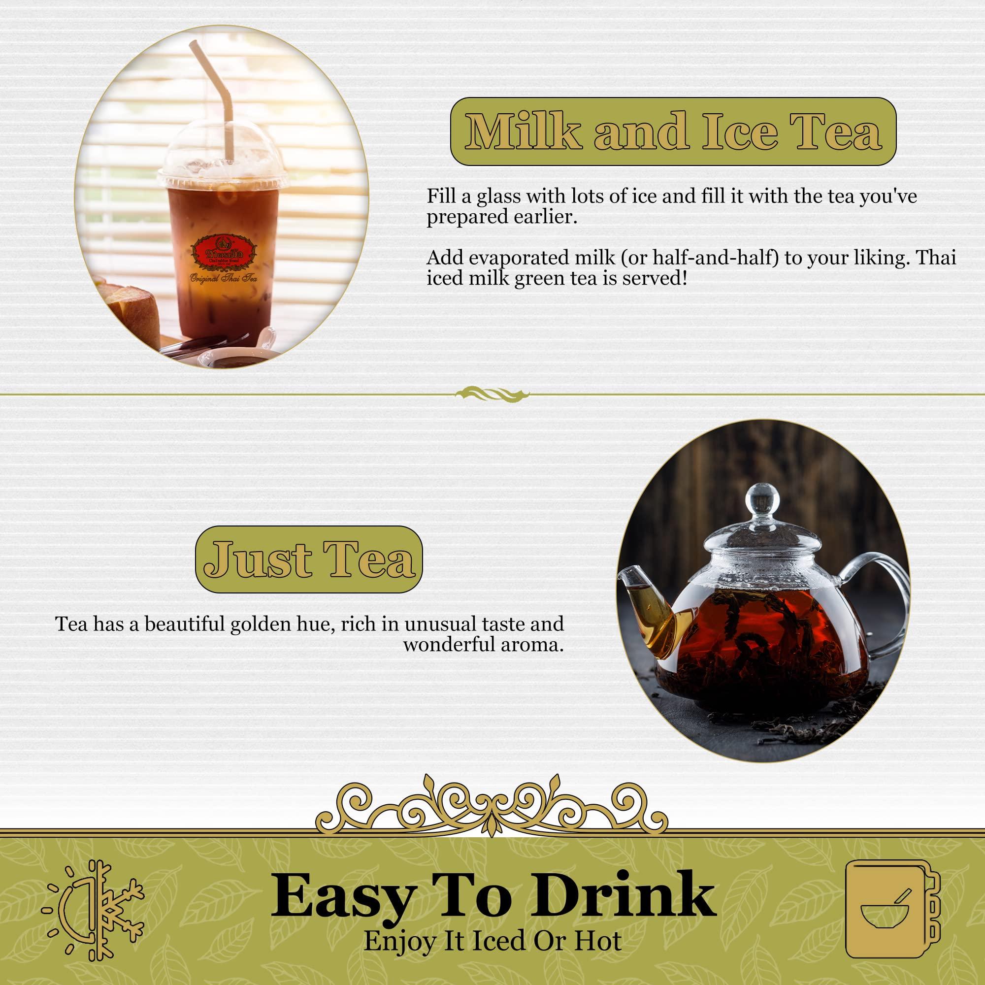 Number One Extra Gold Premium Thai Tea Mix Fine Loose Leaves for Iced Tea, Milk Tea or Boba Tea, Traditional Brand from Thailand with Stronger, Bolder Taste than Regular Thai Tea (14 oz Bag) - Image 3