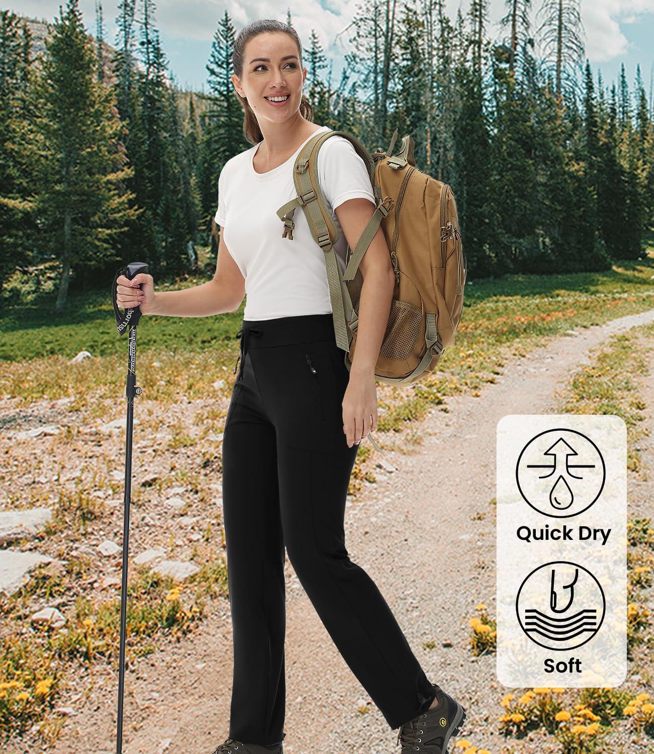 BASUDAM Women's Athletic Pants Quick Dry Lightweight Zipper Pockets Adjustable Ankle Outdoor Sports Hiking Running Jogging - Image 3