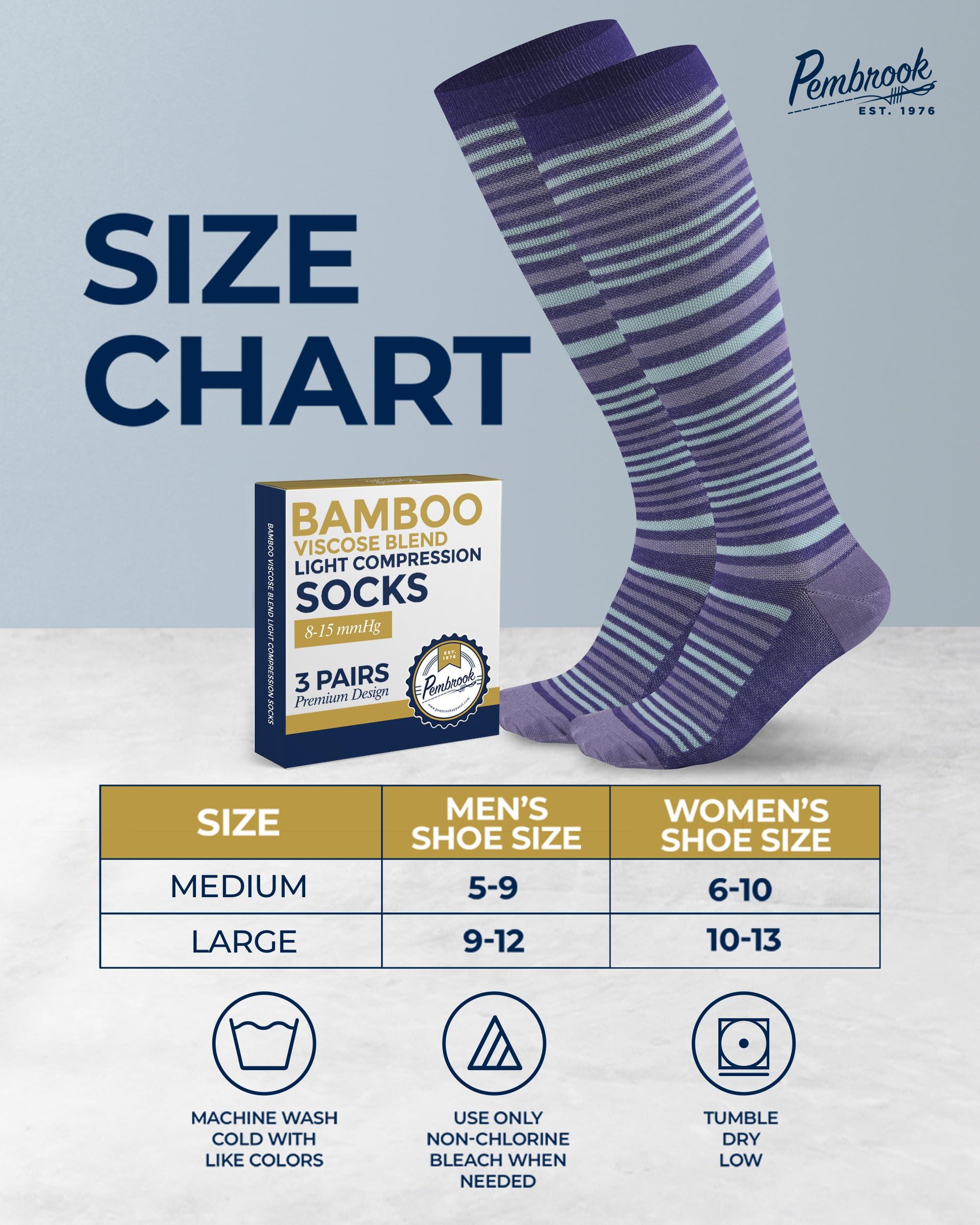 Pembrook Bamboo Viscose Light Compression Socks - 3 Pairs | 8-15 mmhg Compression Socks | Knee High Comfort Support Socks - Image 6