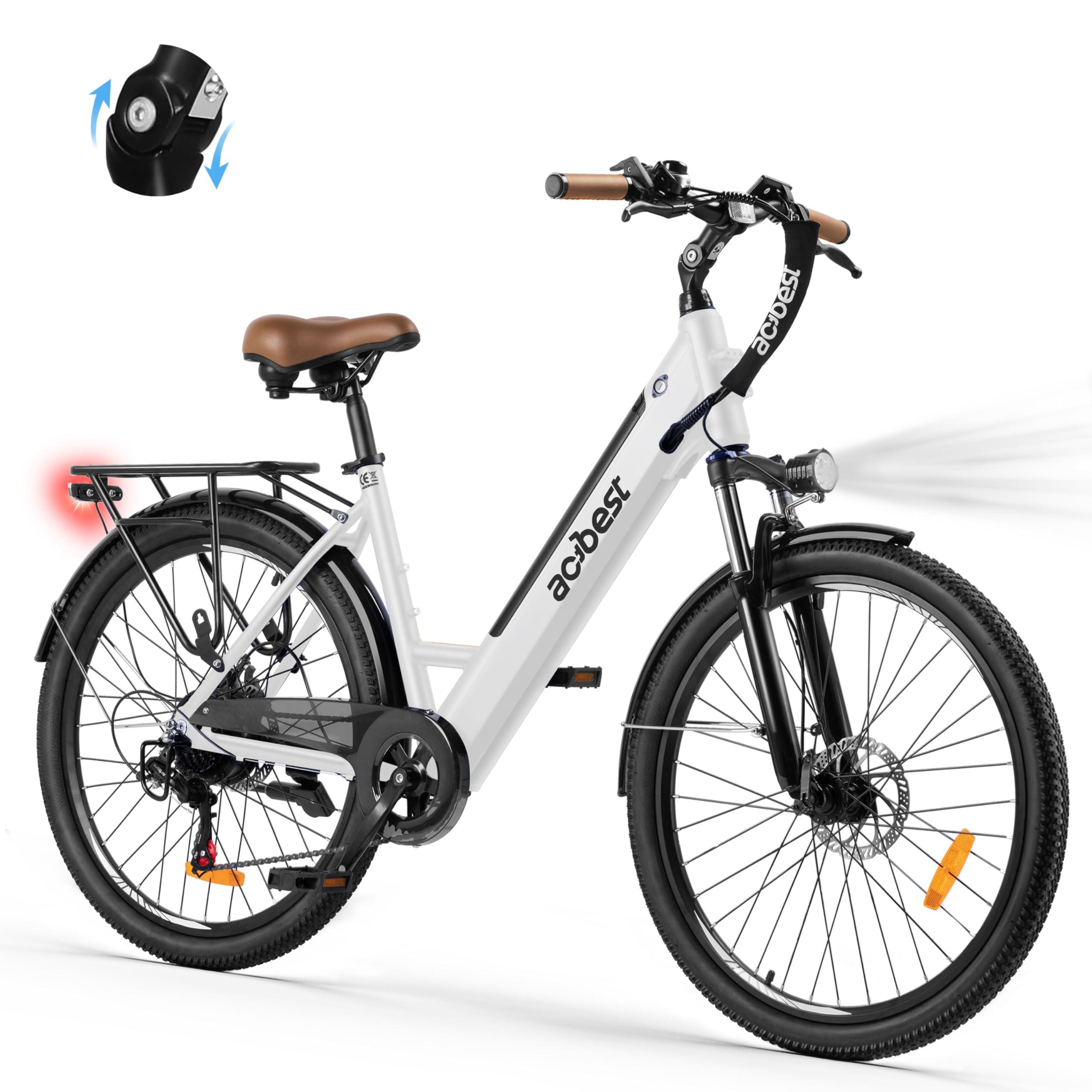 ACTBEST Core Electric Bike for Adults - 468Wh Removable Battery, 26 inch Step Thru Electric Bicycle, Peak 750W Brushless Motor Cityrun Ebike, with 7 Speed, Up to 50 Miles, E-Bikes