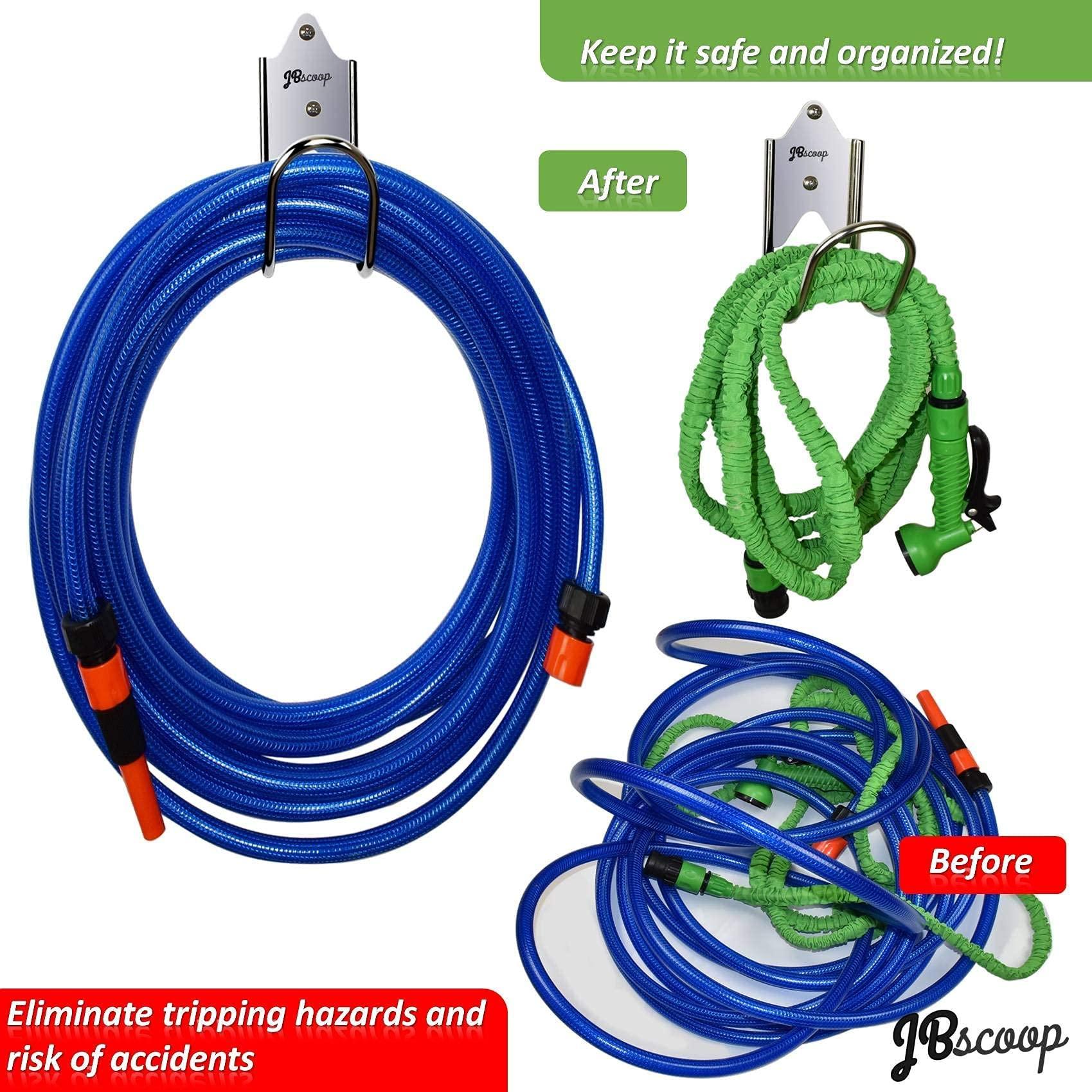 JBscoop Garden Hose Holder, Garden Hose Hanger Wall Mount for Water Hose, Extension Cords, Air Compressor Hose, Heavy Duty & Rust Proof Set of 1 - Image 4