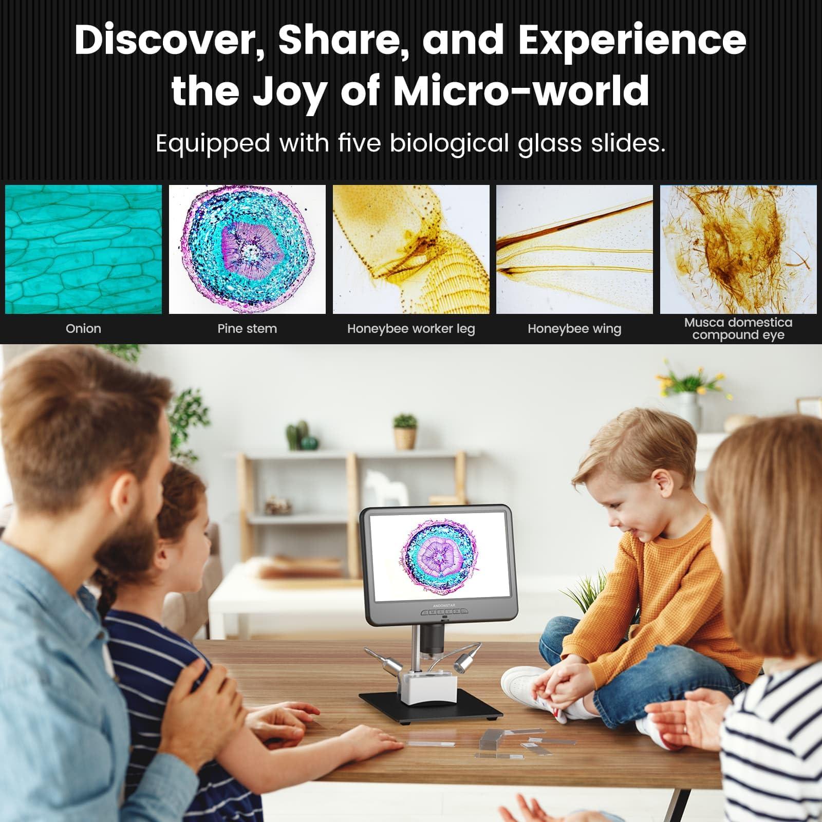 Andonstar AD210 10.1 Inch LCD Digital Microscope for Adults, Soldering Microscope for Electronics Repair, Coin Microscope Camera Full View for Error Coins with Light, Biological Slides Kit, 32G Card - Image 5