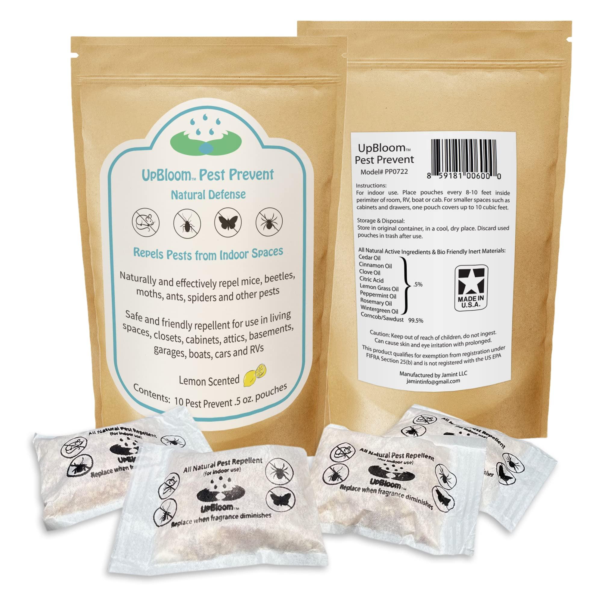 UpBloom - Pest Prevent All-Natural Repellents Home and Garage Defense from Mouse, Spider, Roaches, and Insects 10 Pest Control and Repeller Pouches