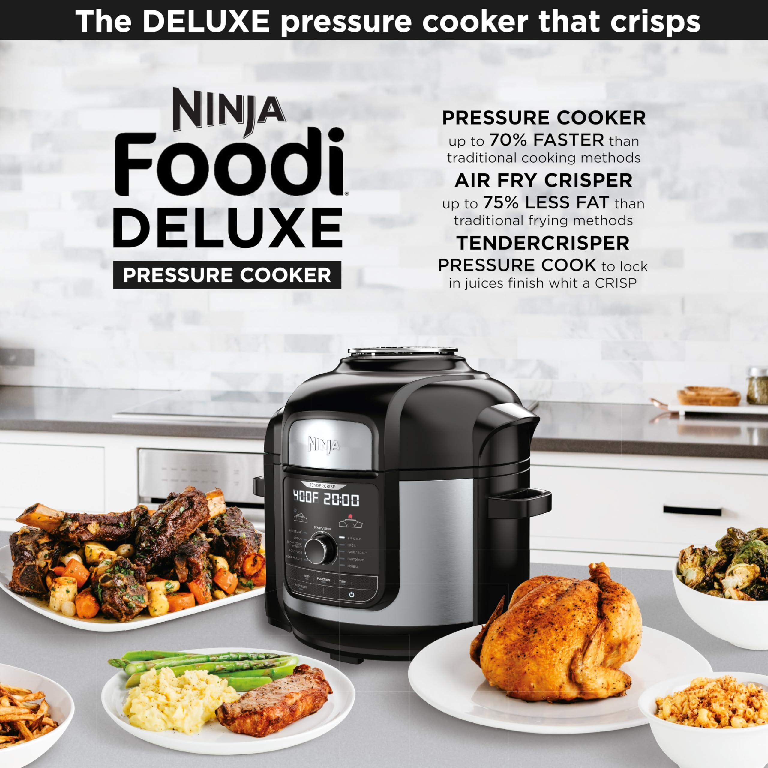 Ninja FD401 LP3 Foodi 12-in-1 Deluxe XL 8 qt. Pressure Cooker & Air Fryer that Steams, Slow Cooks, Sears, Sautés, Dehydrates & More, with 5 qt. Crisper Basket, Reversible Rack & Recipe Book, Silver - Image 11