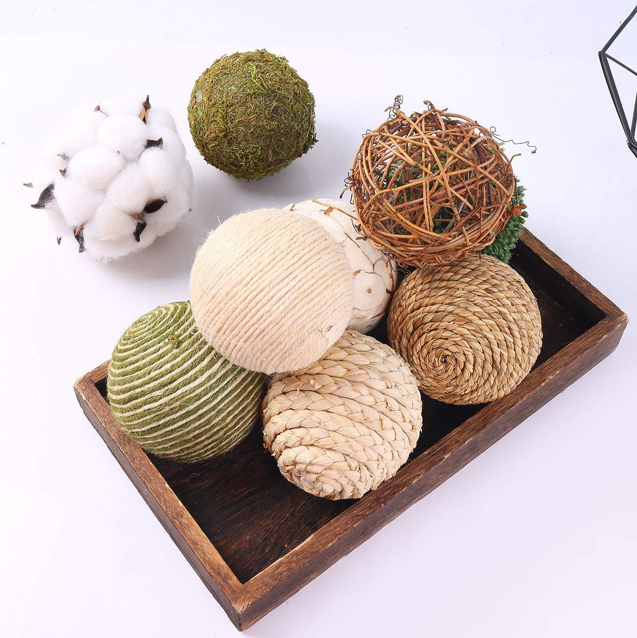 CIR OASES 9pcs 3.5Inch Fall Decorative Ball Orb Rattan Ball Rattan Woven Orbs Spherical Bowl and Vase Filler for Home Party Wedding Display Decor Props … - Image 4