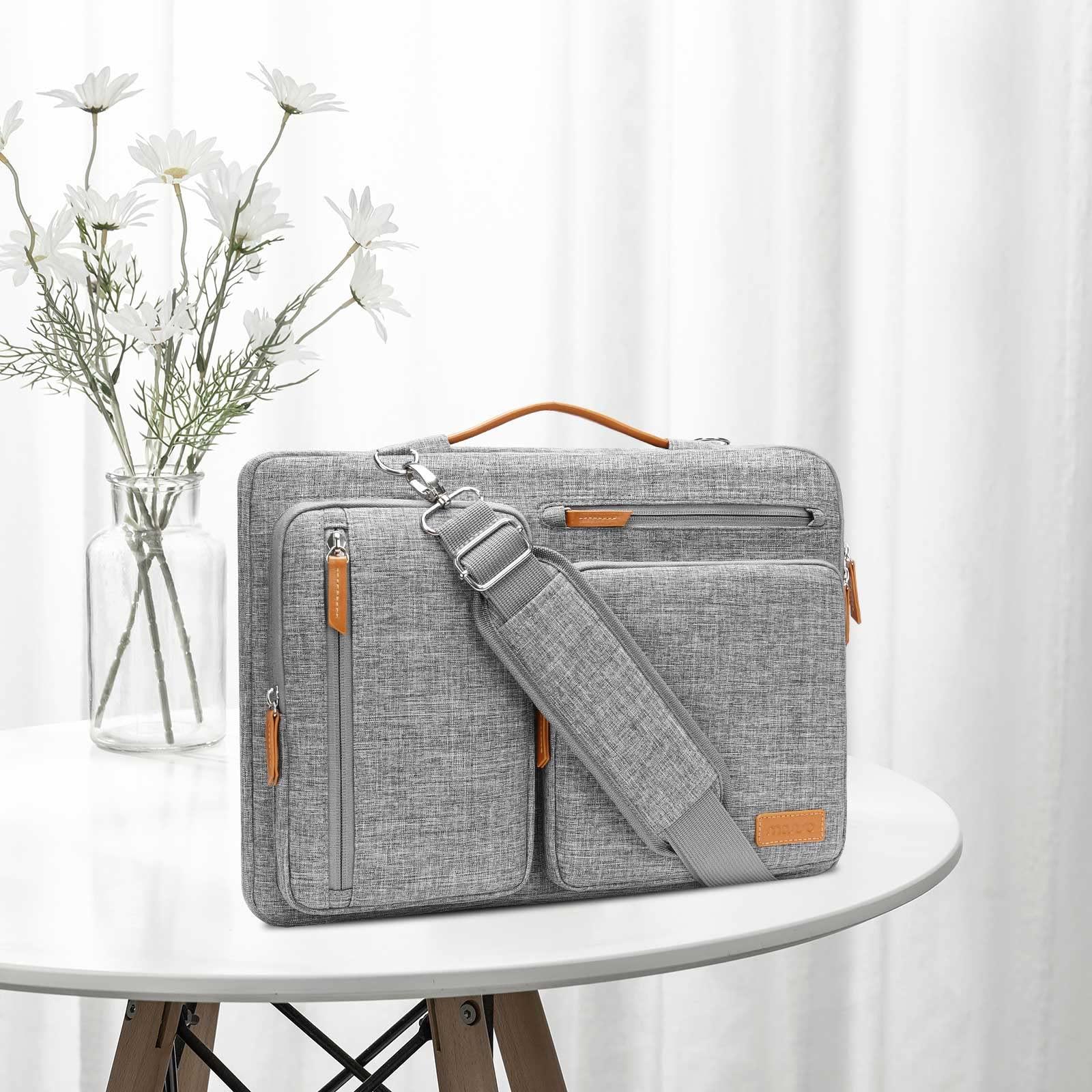 MOSISO 360 Protective Laptop Shoulder Bag,15-15.6 inch Computer Bags Compatible with MacBook Pro 16 inch, HP, Dell, Lenovo, Asus Notebook,Side Open Messenger Bag with 4 Zipper Pockets, Gray - Image 7