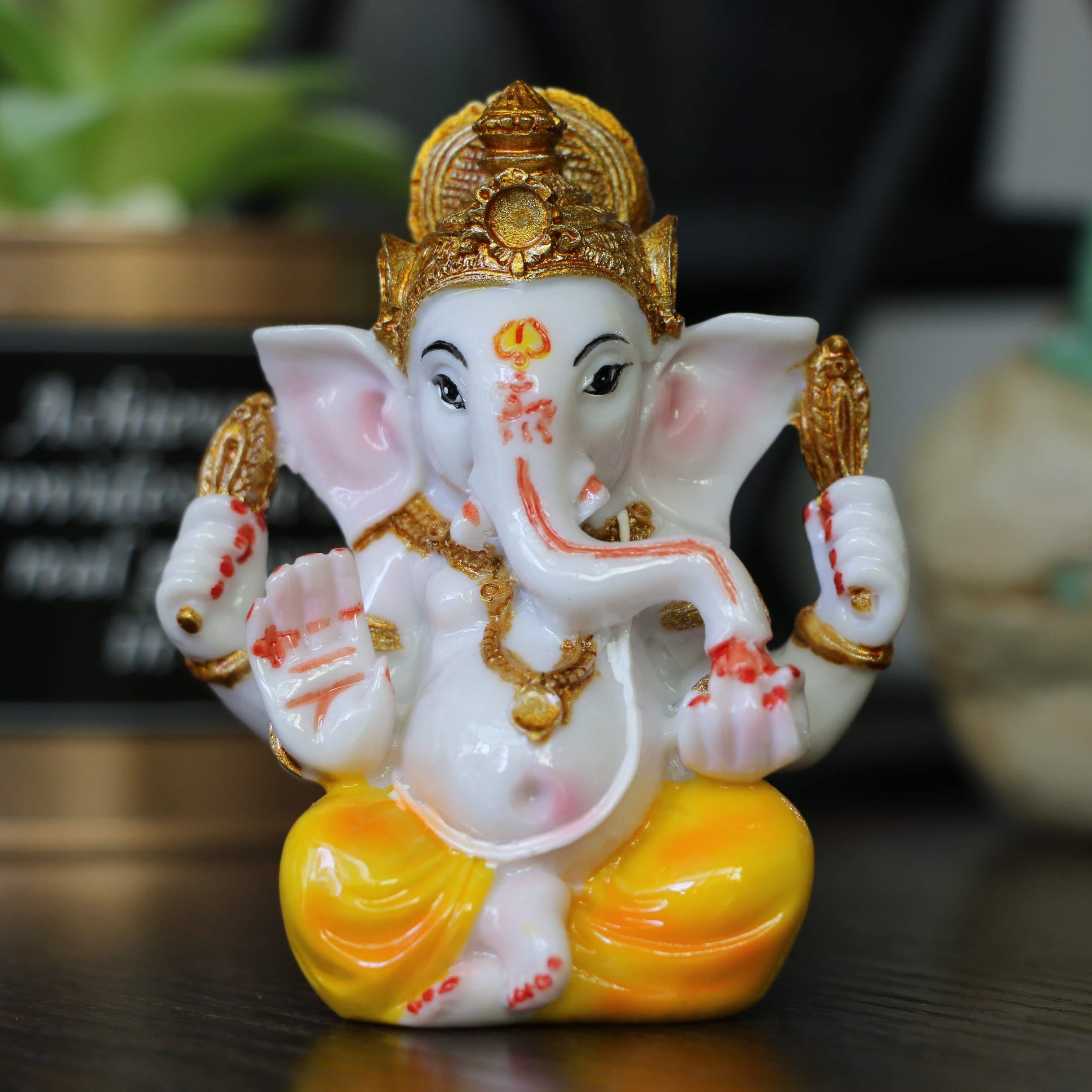 BangBangDa Indian Ganesh Idol Car Dashboard - Hindu Ganesha Statue Elephant God India Ganpati Lord Murti Mandir Diwali Gifts Yoga Zen Meditation Room Altar Shrine Kit Temple Puja Pooja Items Decor - Image 2