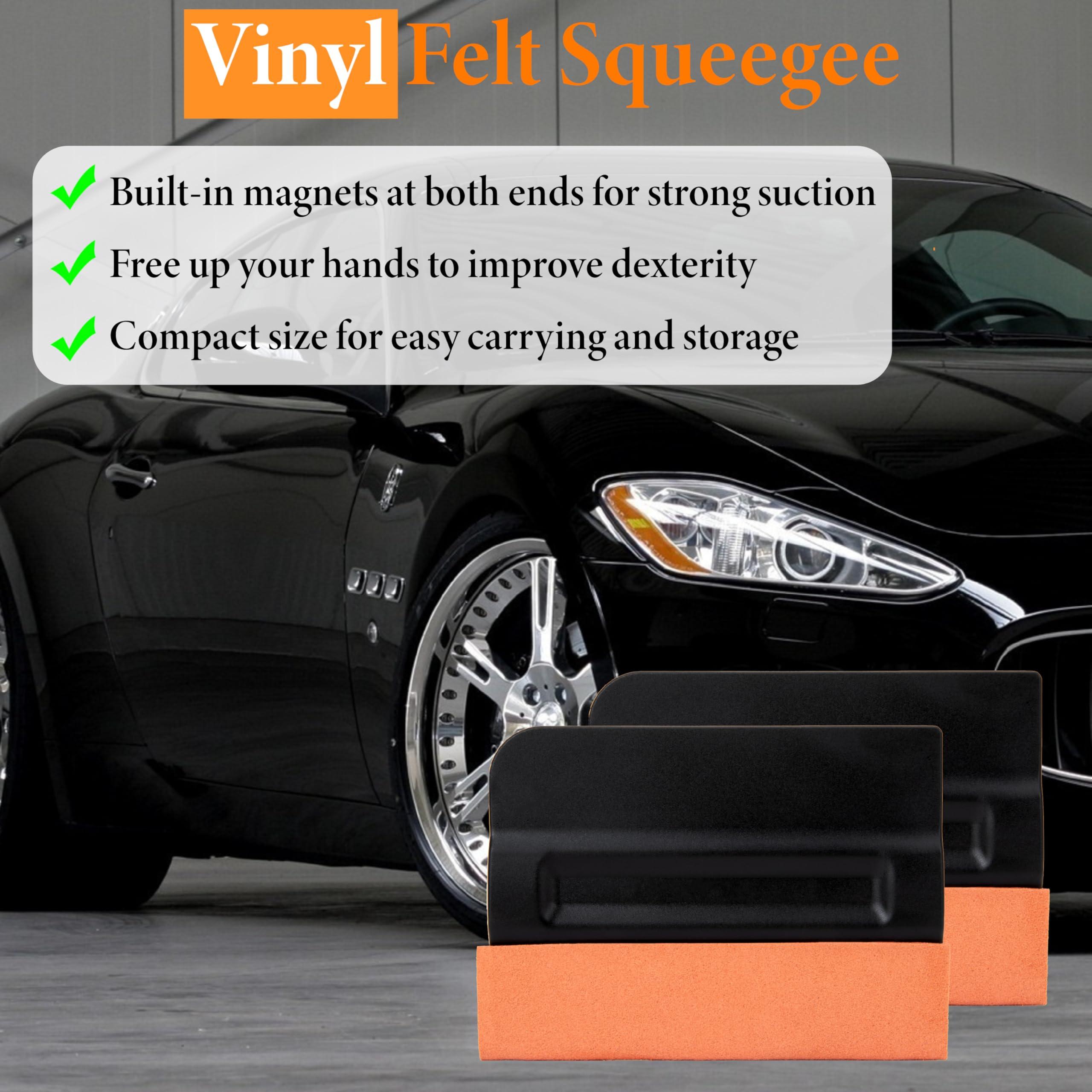 ecocstm 4 PCS Vinyl Felt Squeegee, 4 Inch Magnet Tint Squeegee with Fabric Felt Edge, Auto Vinyl Film Decal Wrapping Squeegee, for Car Vinyl Wrap, Window Tint, Wallpaper,Decal Sticker Installation - Image 5