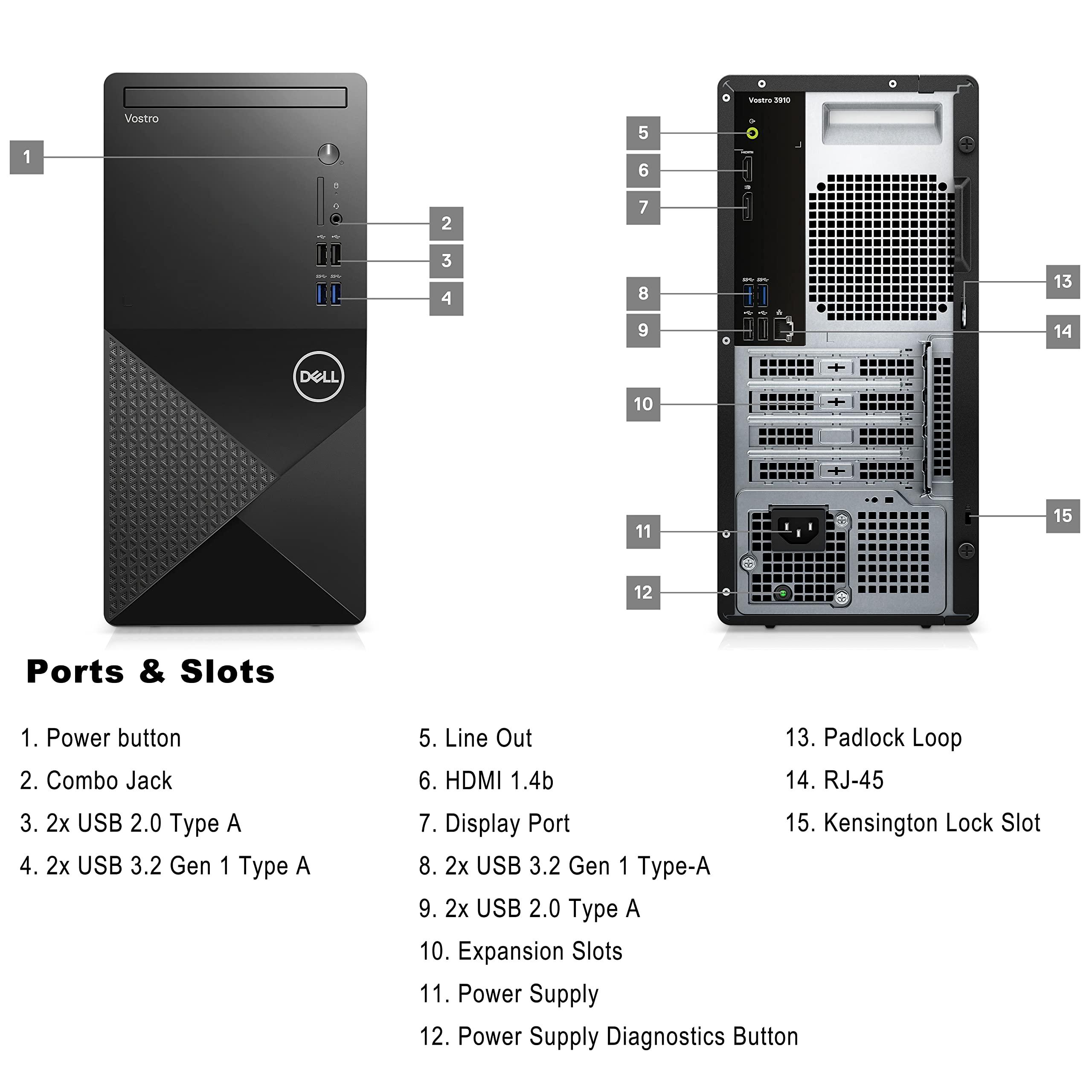 Dell Vostro 3910 Full Size Tower Business Desktop Computer, 12th Gen Intel Core i3-12100 (Beat i5-10600), 16GB DDR4 RAM, 512GB PCIe SSD, WiFi 6, Bluetooth, Keyboard and Mouse, Windows 11 Pro - Image 5