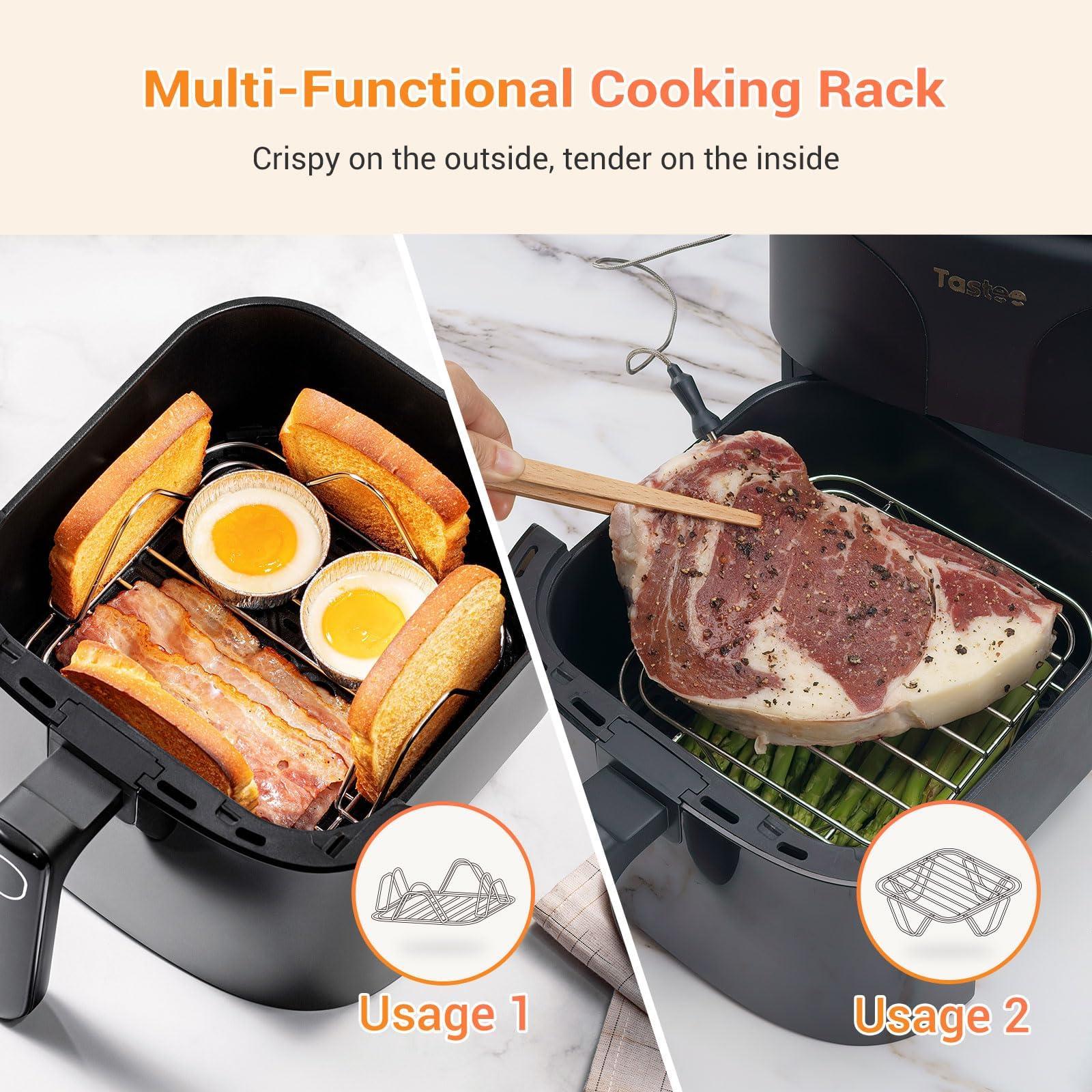Tastee Ceramic Air Fryer, 8-in-1 Compact 5.5QT AirFryers, 450°F Digital Airfryer Dehydrator with Smart Probe, 24 Presets One-touch Cooking, In-app Recipes with Window, Dishwasher-safe & Non-stick - Image 9