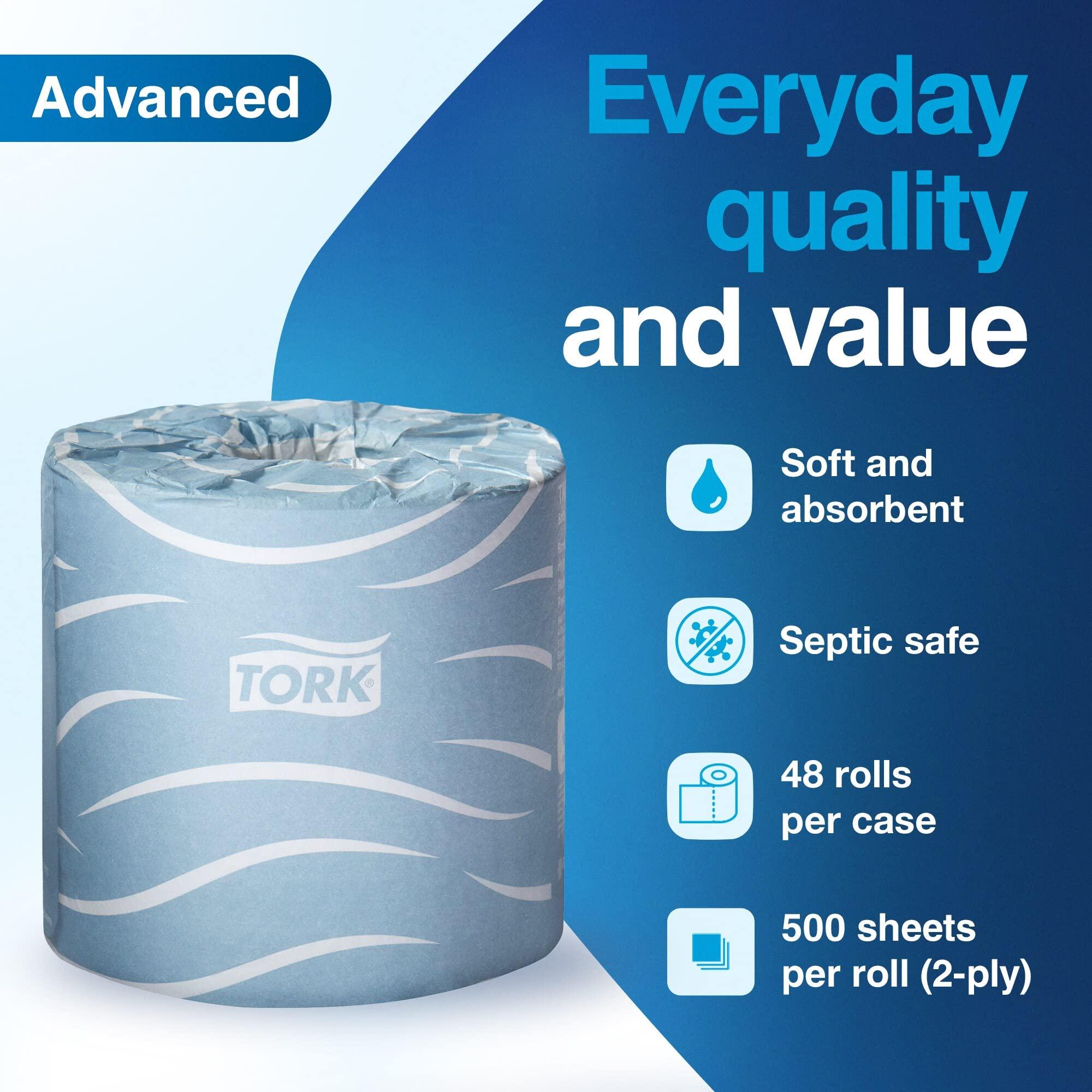 Tork Bath Tissue Roll Advanced 2-ply For everyday use at home Biodegradable 4x3.75", 500 sheets/roll, 48 rolls/case - Image 4