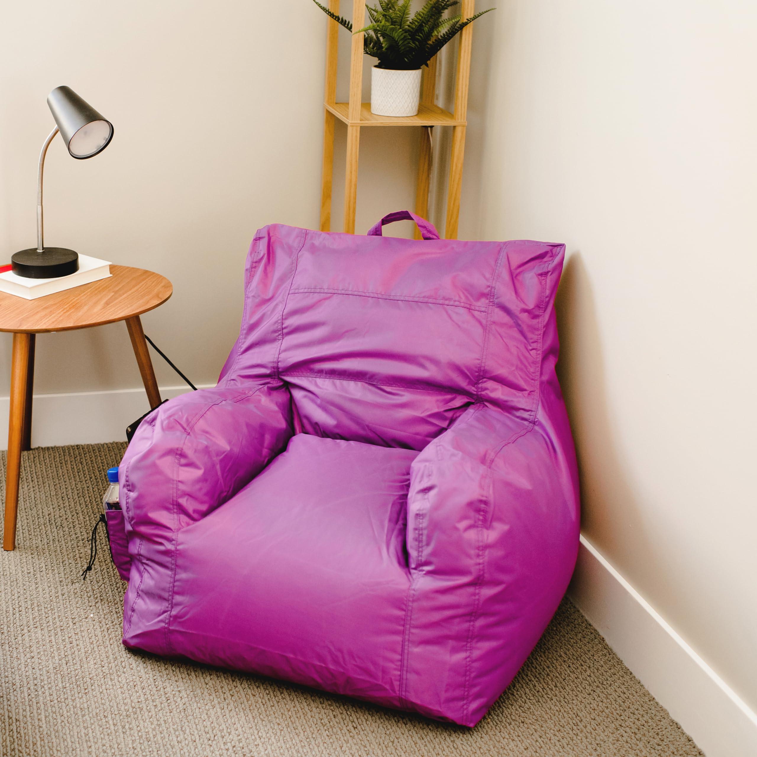 Big Joe Dorm Bean Bag Chair with Drink Holder and Pocket, Radiant Orchid Smartmax, Durable Polyester Nylon Blend, 3 feet - Image 5