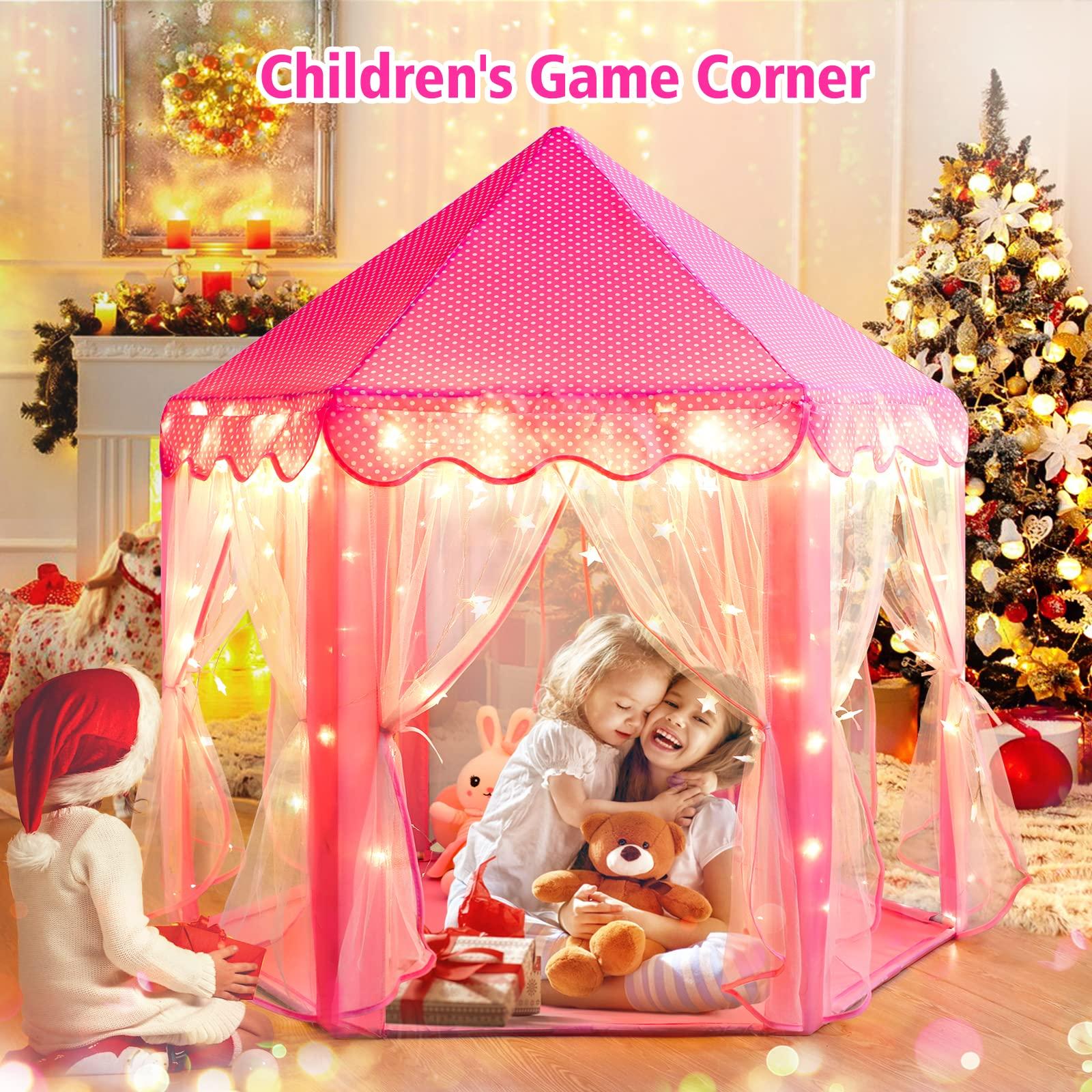 Monobeach Princess Tent Girls Large Playhouse Kids Castle Play Tent with Star Lights Toy for Children Indoor and Outdoor Games, 55'' x 53'' (DxH) - Image 6