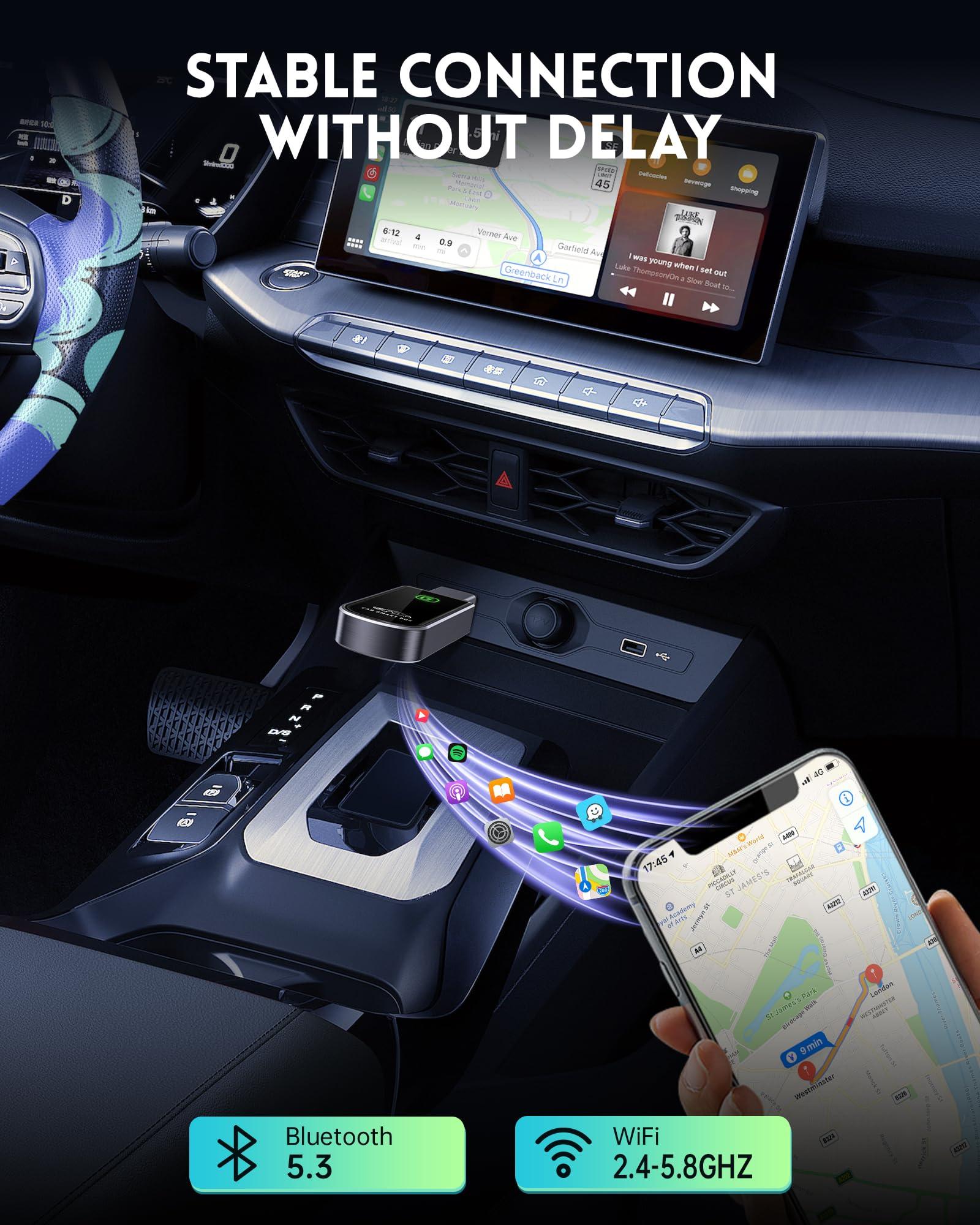 Wireless CarPlay Adapter- Mini Edition, Converts Factory Wired to Wireless CarPlay Dongle Plug & Play CarPlay Wireless Adapter for Apple iPhone iOS 10+ & Cars from 2015+(Brushed Cobalt Blue) - Image 6