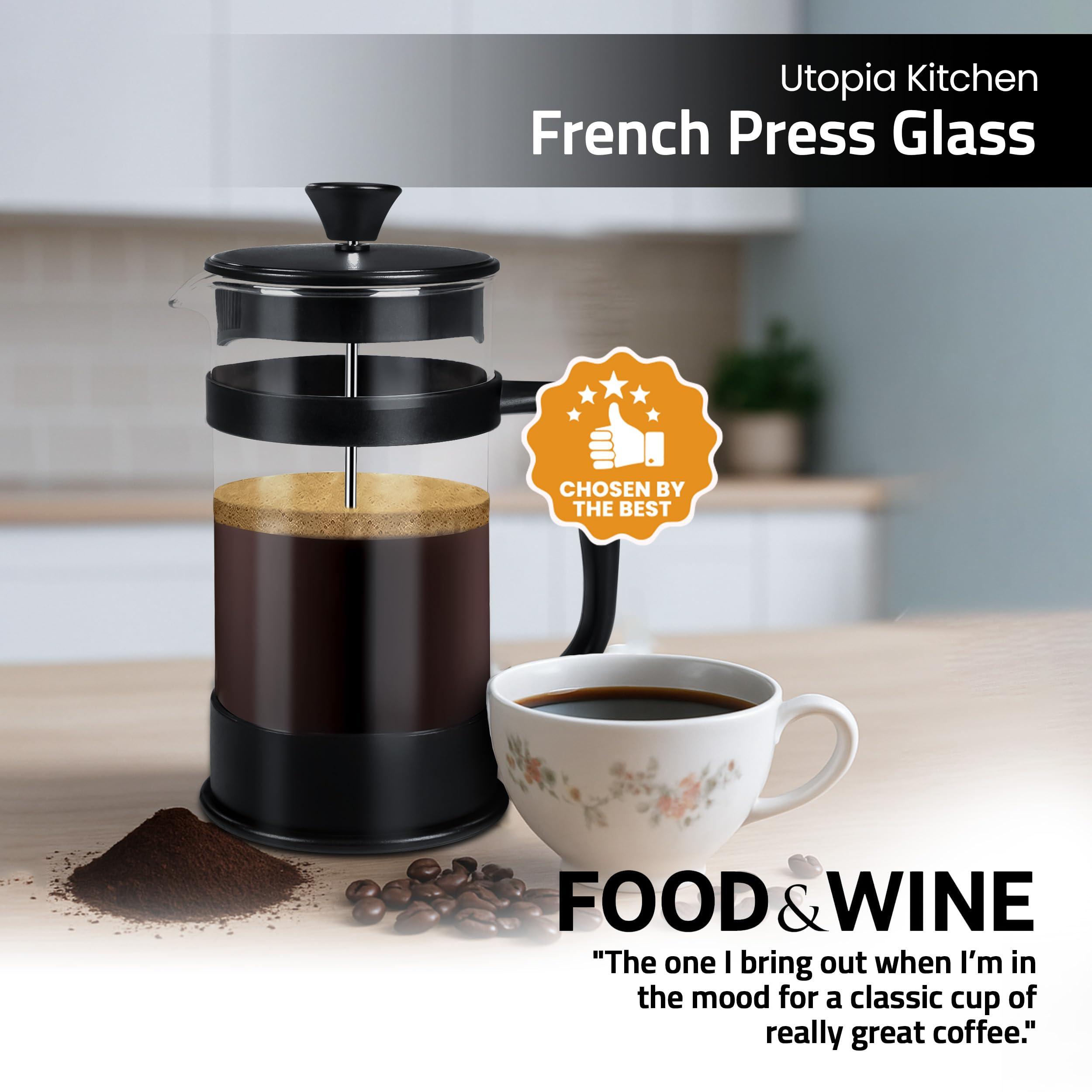 Utopia Kitchen 34 Ounce 1 Liter French Press Coffee Maker, Tea Maker, Travel Coffee Presses, Heat Resistant Thickened Borosilicate Coffee Pot for Camping Travel Gifts, Black Pack of 1 - Image 4