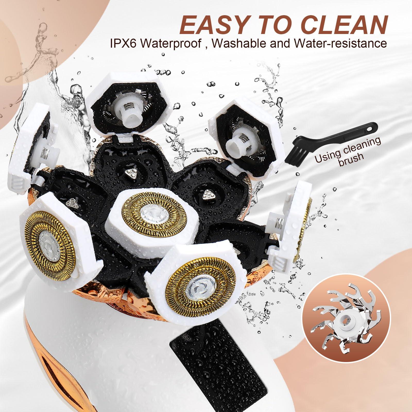 2-in-1 Electric Razors for Women, Wet/Dry 7D Rechargeable Rotary Shaver for Legs, Water Resistant Grooming Kit - Electric Razors for Women, Facial Hair Removal, Bikini Trimmer, Lips - Gentle Hair Remo - Image 3