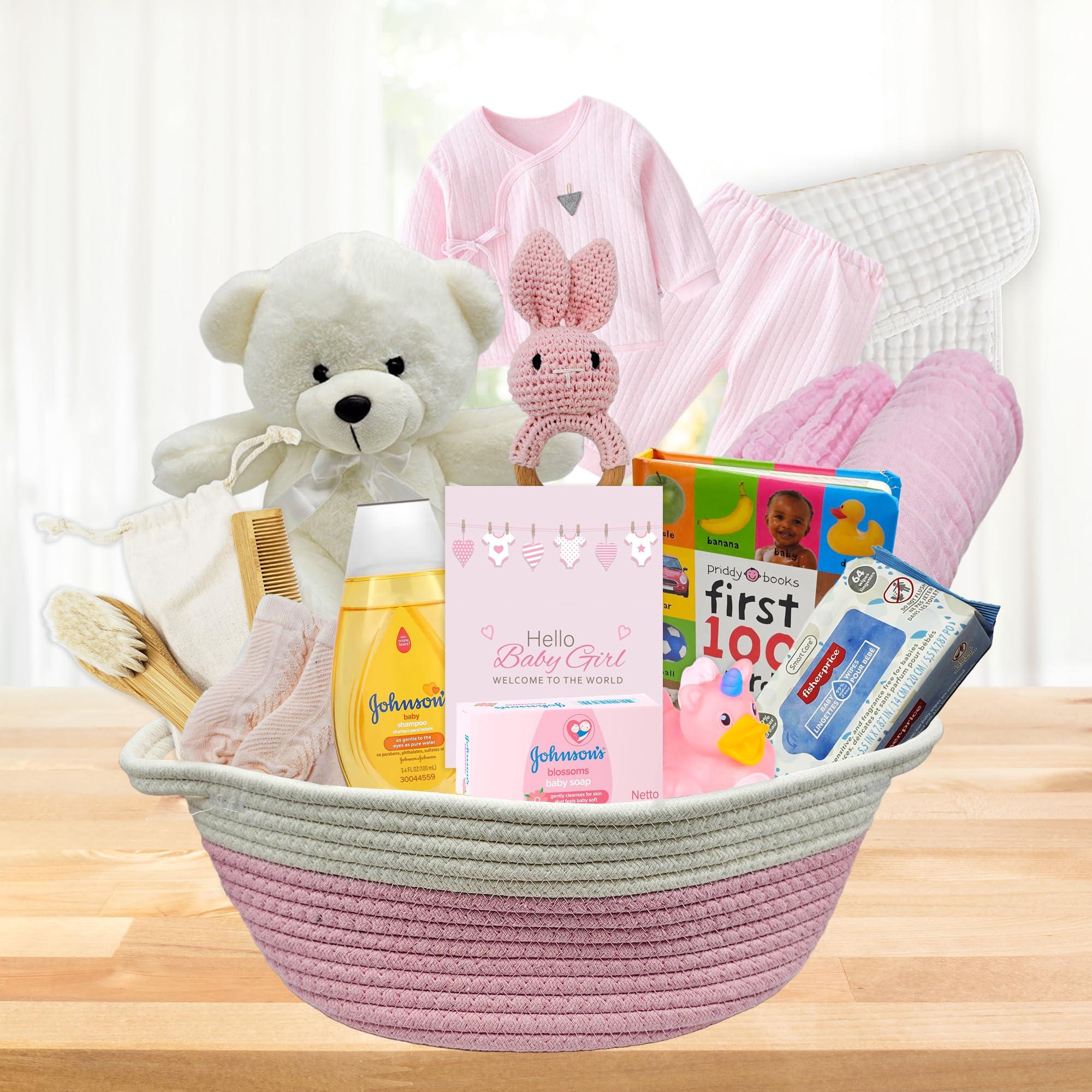 New Baby Girl Gift Basket | Unique Gift Set for a New mom Pink Baby Gift Set. Welcome Baby Care Package All w/Newborn Essentials Bundle for Expecting Moms Baby Shower, After Labor Gift - Image 2
