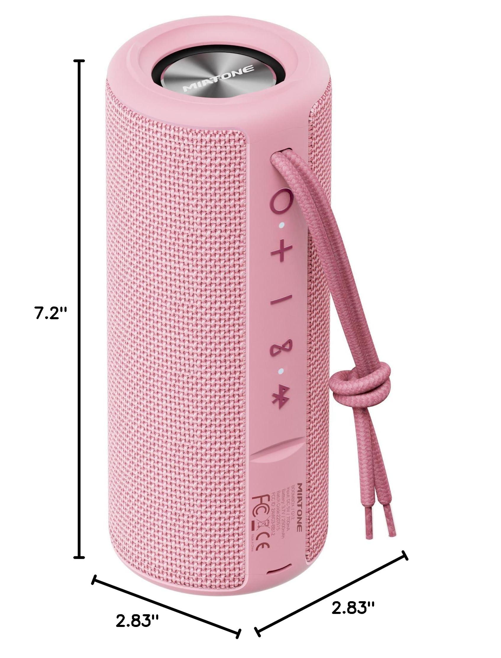 MIATONE Boombox Outdoor Portable Bluetooth Speaker Waterproof Wireless Speakers Gifts for Women Mothers Mom Wife Her - Pink - Image 8