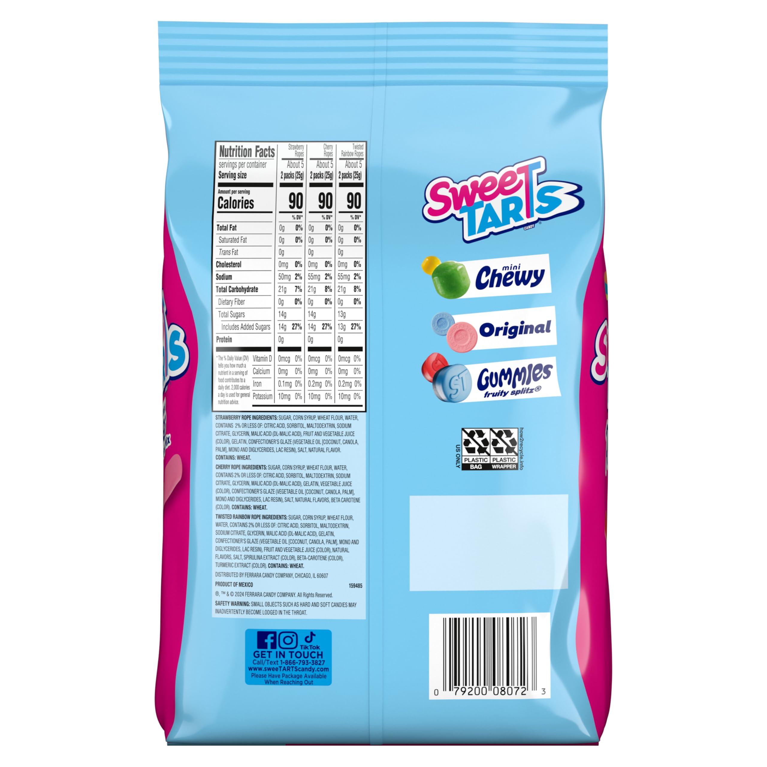 SweeTARTS Ropes Candy, Variety Mix, Cherry Punch, Twisted Rainbow Punch, Tangy Strawberry, Soft and Chewy, 15 oz - Image 7