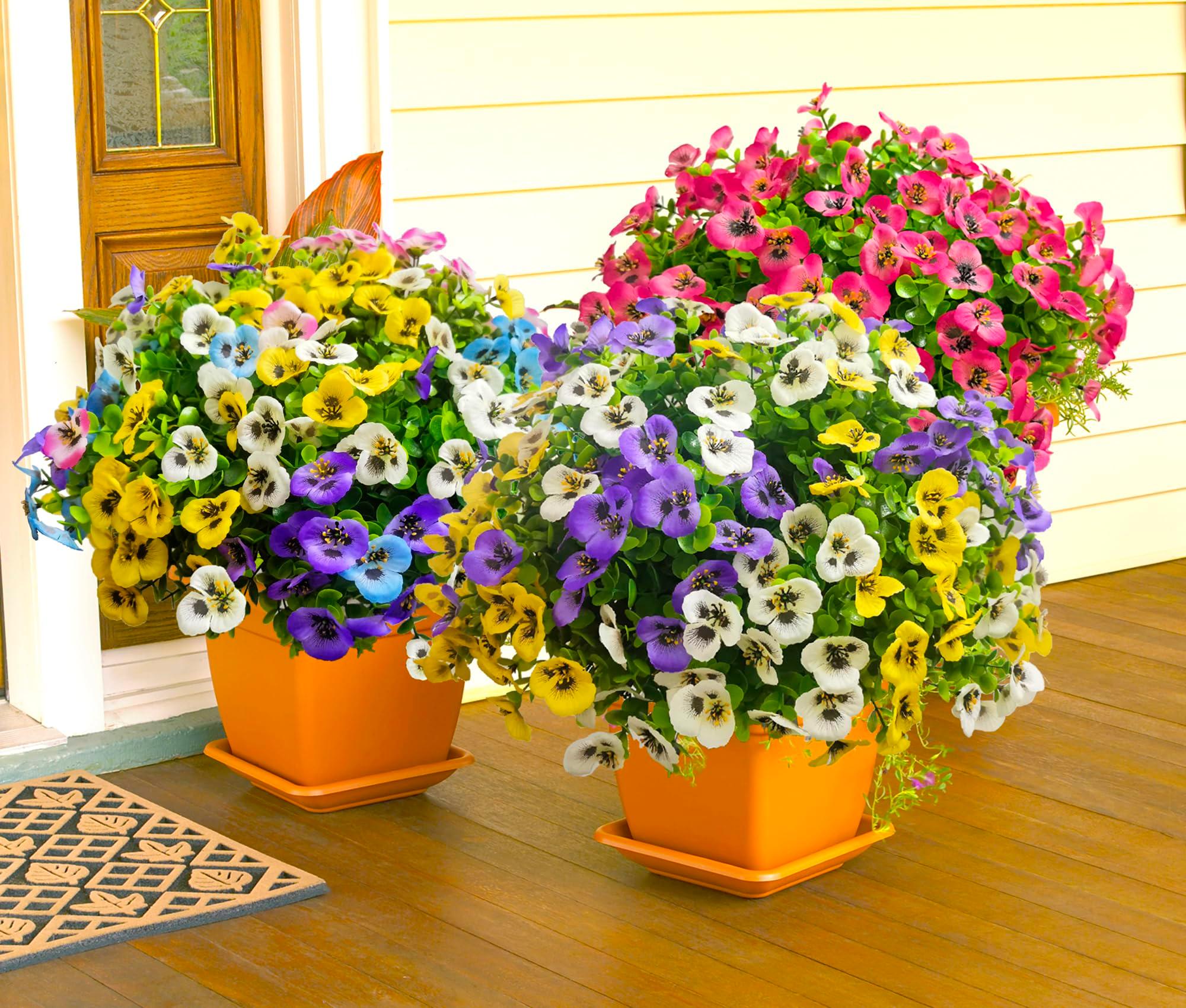Thinktral Artificial Flowers for Outdoors Fake Plants, 12pcs Fake Flowers Artificial Plants Outdoor UV Resistant, Silk Faux Flowers Shrubs Greenery Plants for Porch Garden Patio Window Box Decor - Image 2