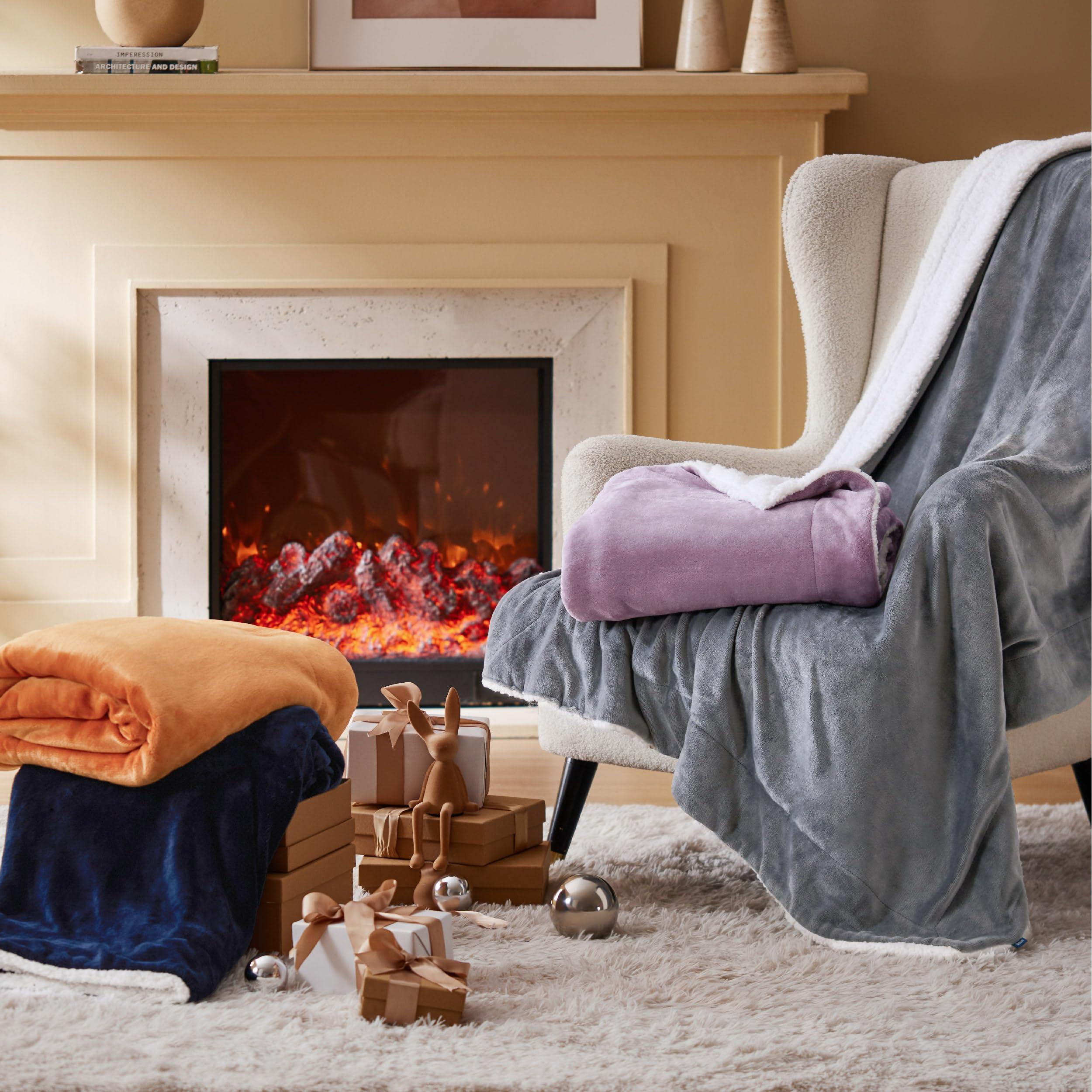 Bedsure Sherpa Fleece Throw Blanket for Couch - Thick and Warm Blanket for Winter, Soft Fuzzy Plush Throw Gift for Women, Grey, 50x60 Inches - Image 8