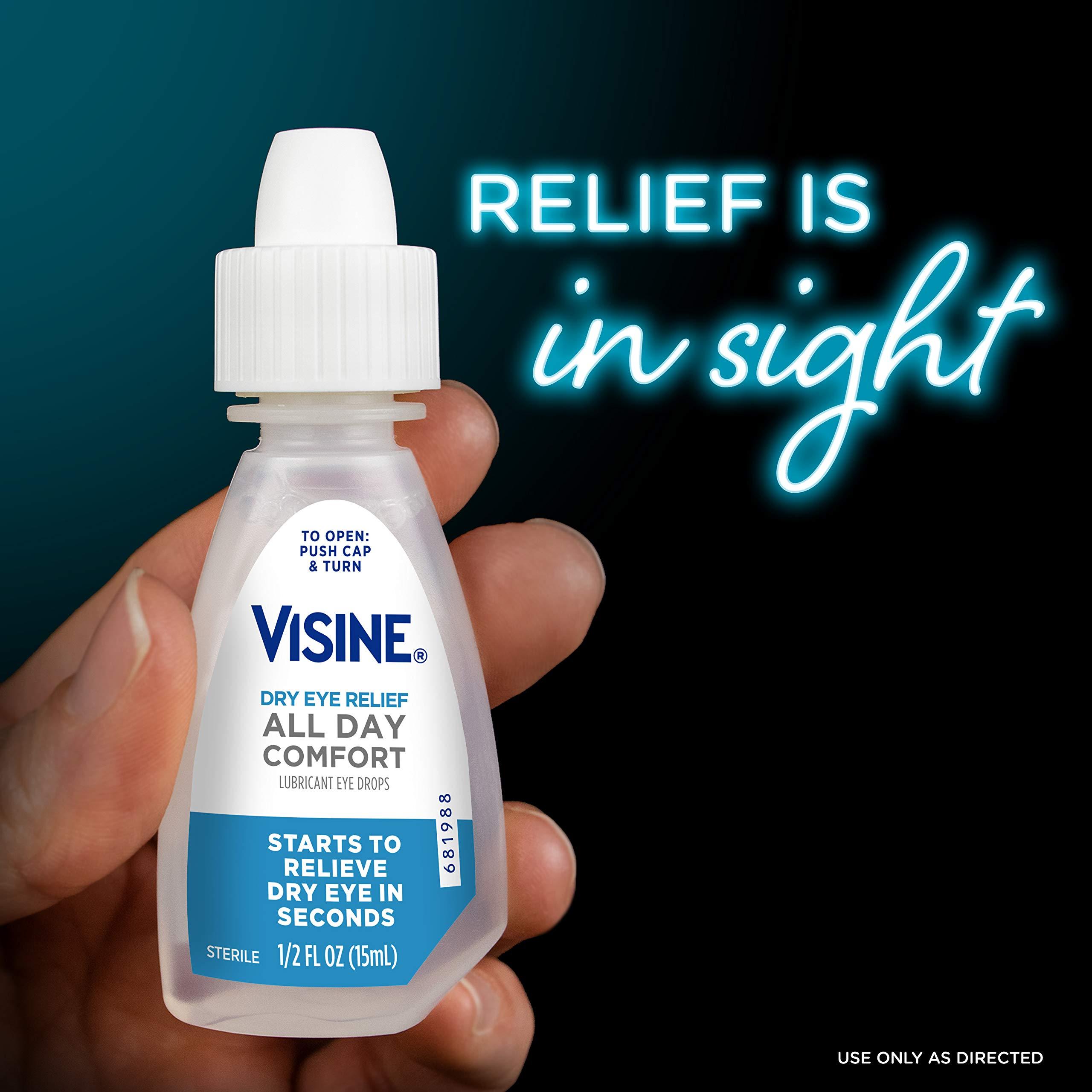 Visine Dry Eye Relief All Day Comfort Lubricant Eye Drops for Up to 10 Hours of Comfort, Dry Eye Drops with Polyethylene Glycol, 0.5 fl. oz - Image 7