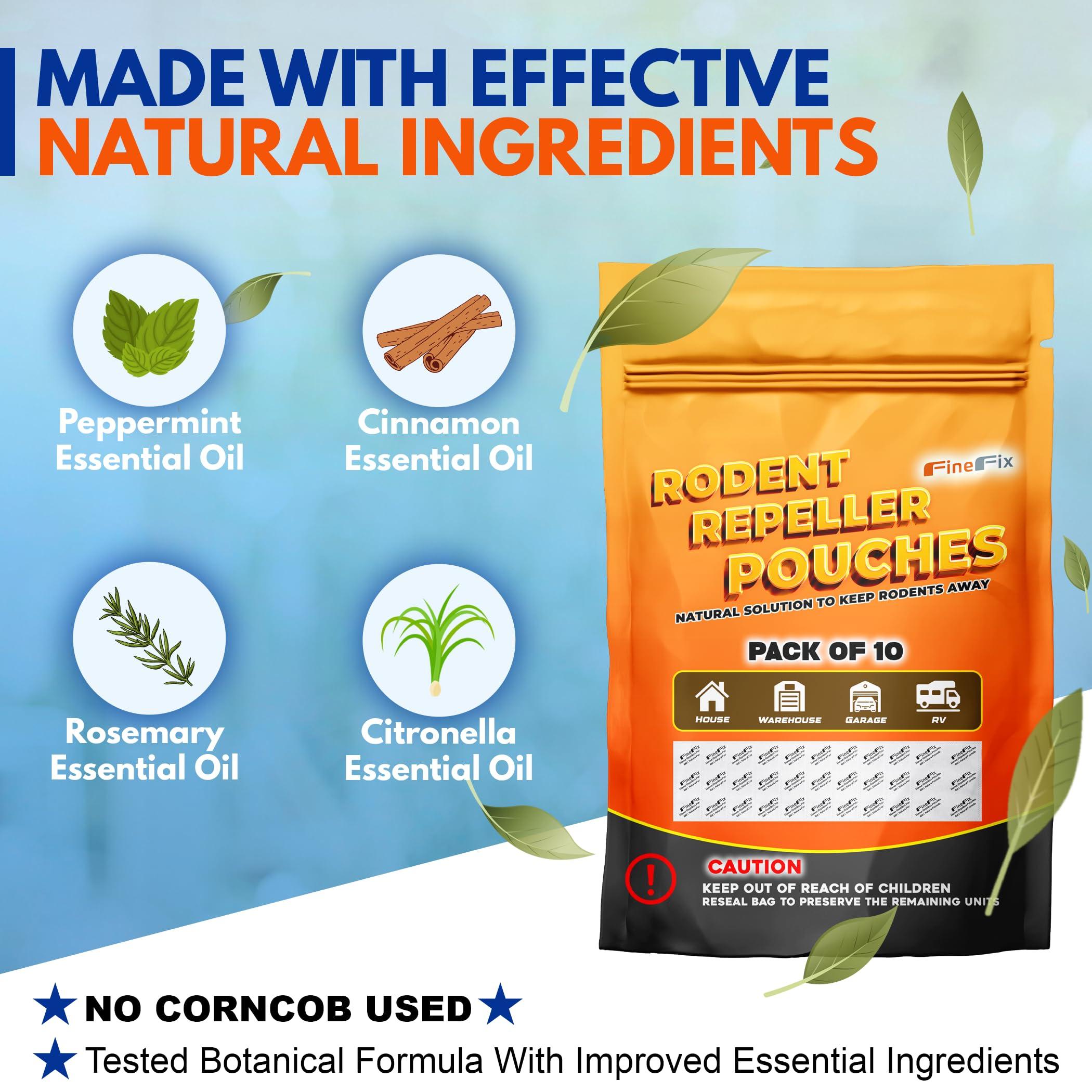 FINEFIX Pack of 10 Vamoose Mouse Repellent Pouches Prepared with a Modified Botanical Formula Which Produces Scents That Deter Mice Pest Control for Home Basement Garage Barn Boat RVs - Image 2