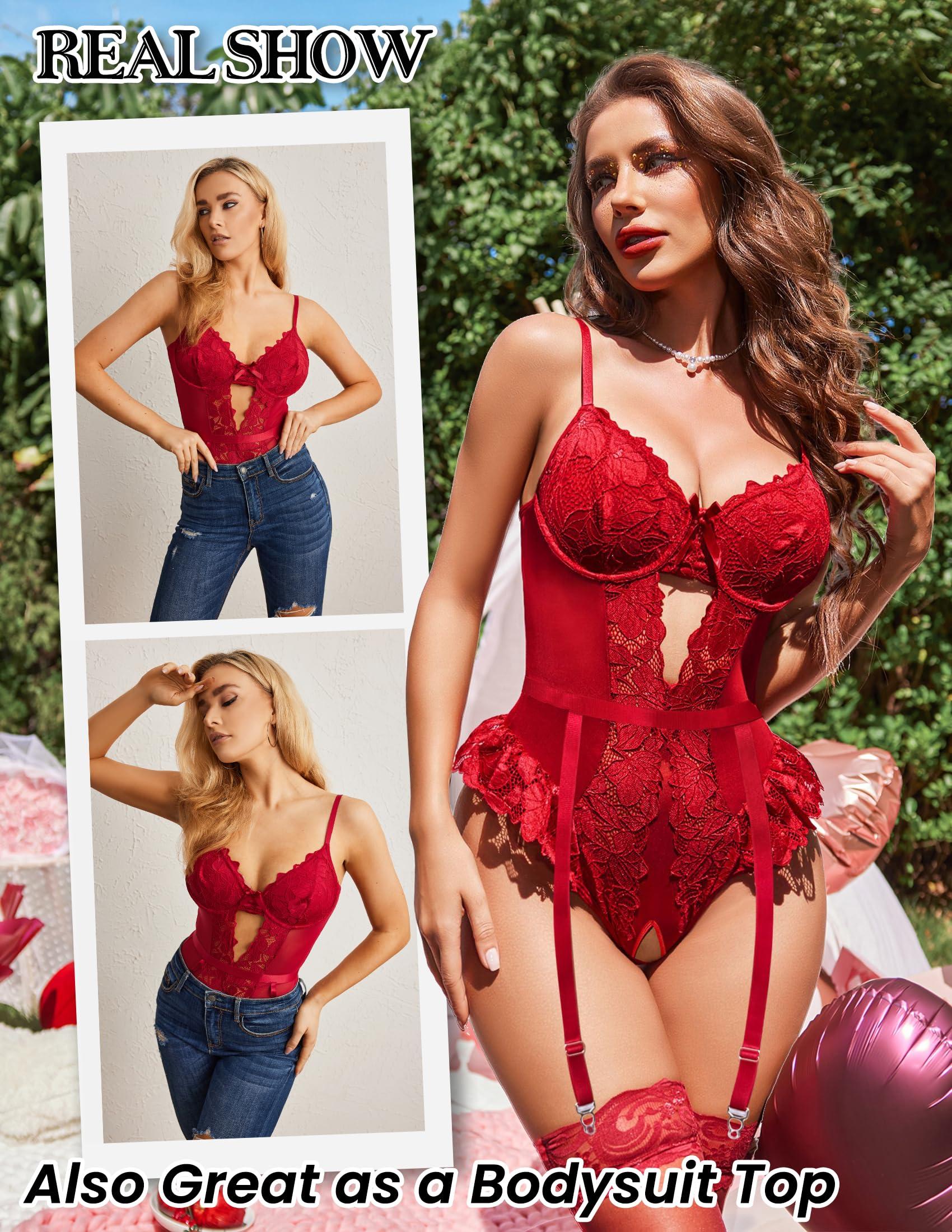 Avidlove Lace Bodysuit Lingerie for Women Sexy Garter Lingerie Set Teddy Lingerie - Image 7