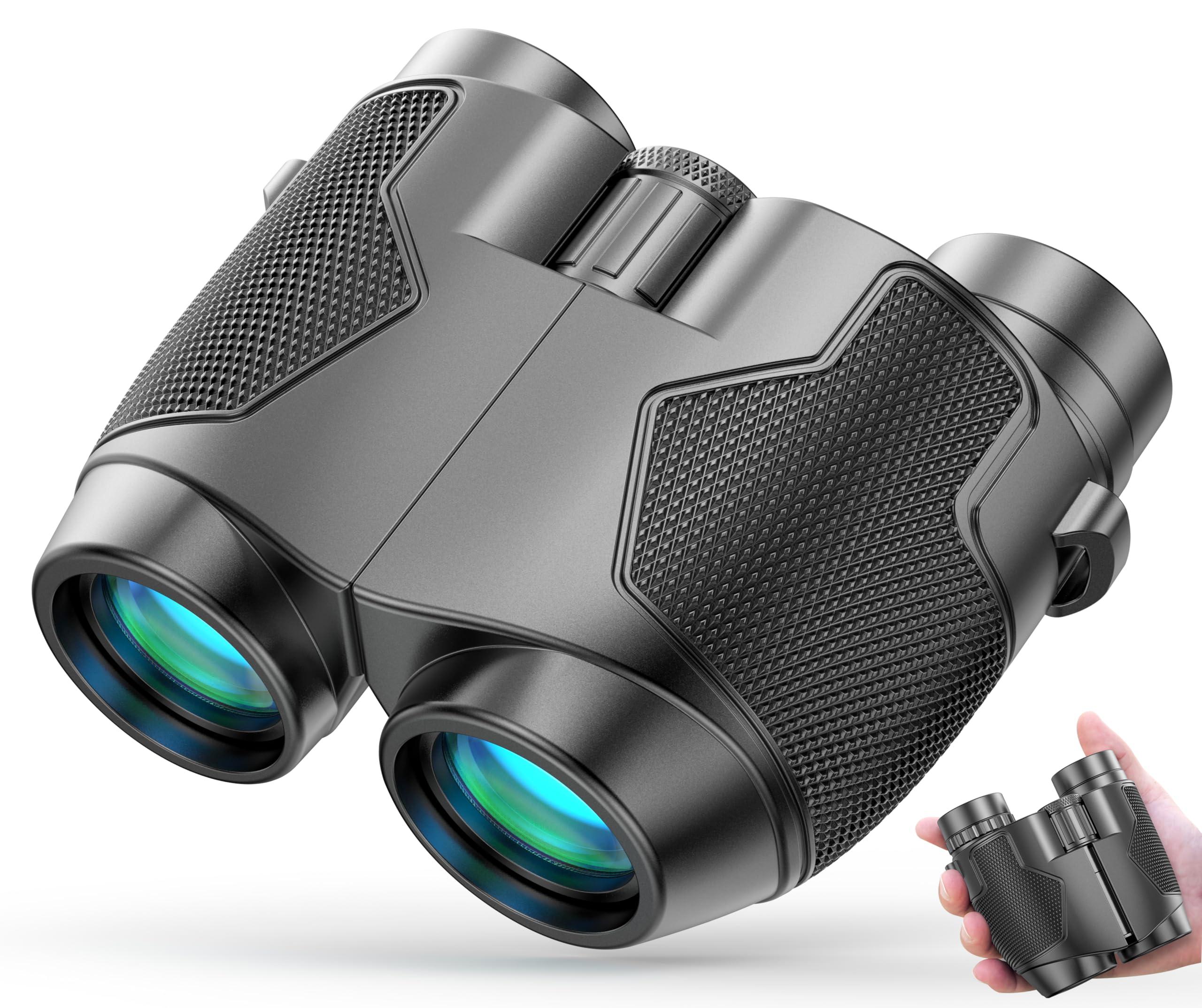 Binoculars 12x25 for Adults and Kids Low Light Vision Binoculars Compact Binocular Large Eyepiece Waterproof Binocular Wide Field of View for Bird Watching,Hiking,Hunting,Concert with Carrying Bag