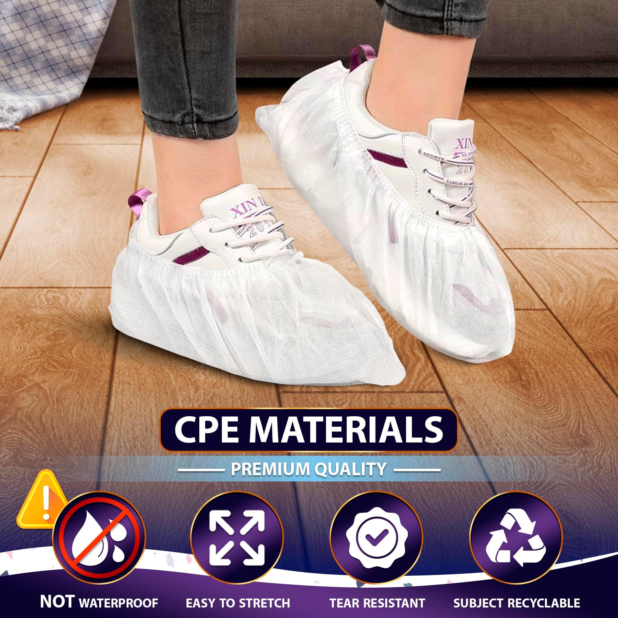 100 Pcs White Shoe Covers Disposable (Bulk Pack of 50 Pairs) – Non-Woven Booties for Shoes Covers, Stretchable Up to 15.7"– Soft & Durable, Fit for Home, Travel, Workplace & Real Estate Shows - Image 3
